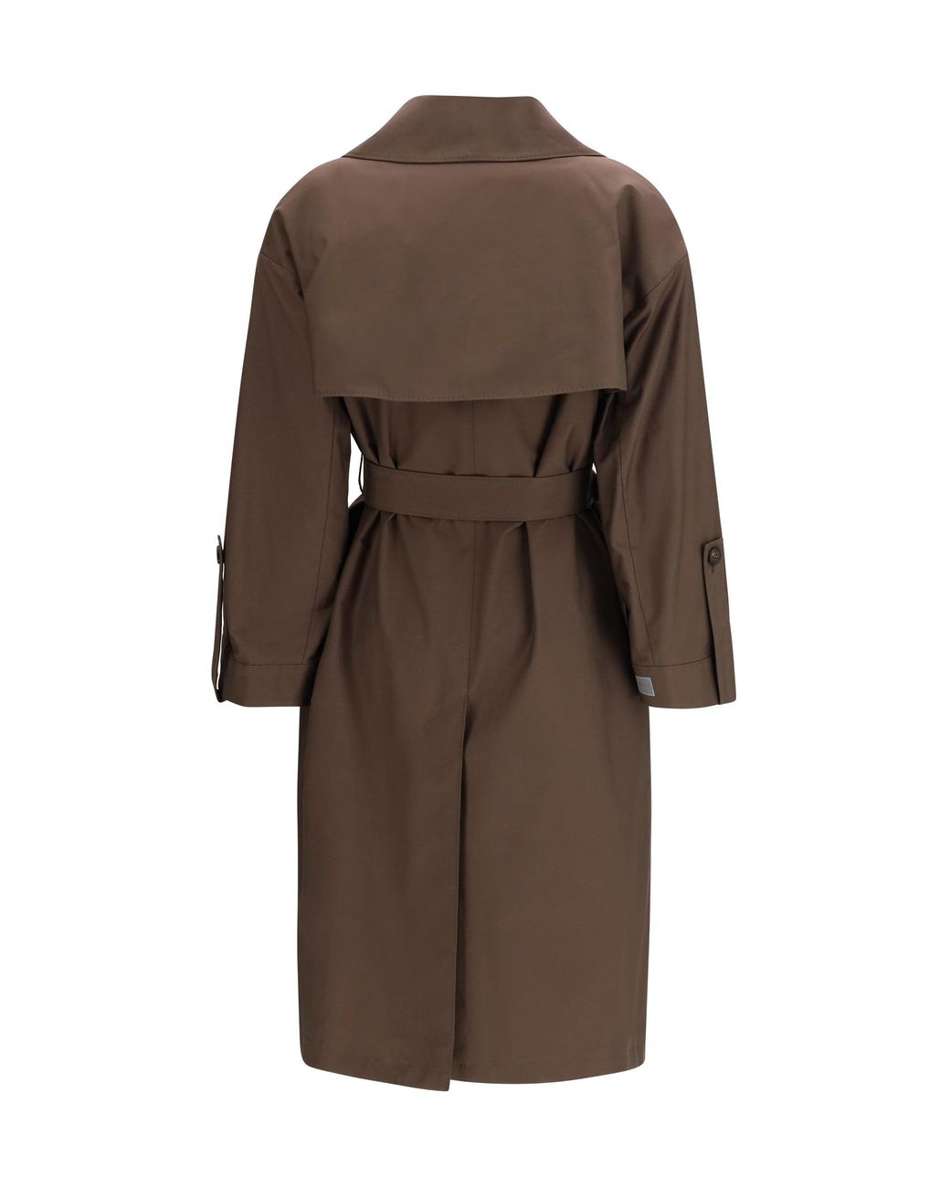 Max Mara Brown Trench Coat Double-Breasted Cotton-Blend & Raincoats