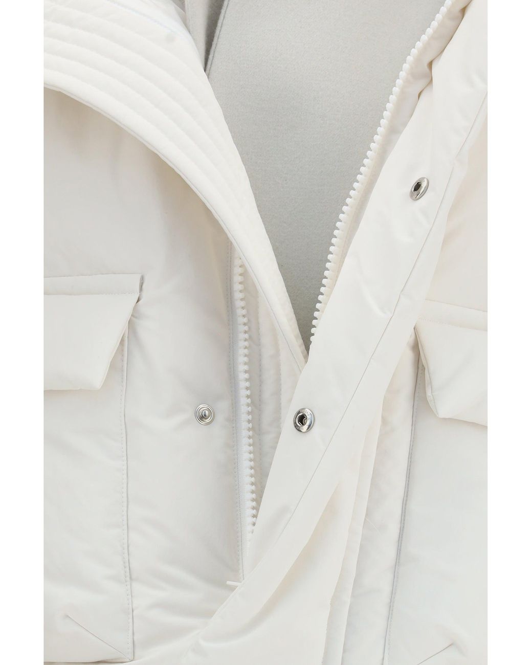 Sacai White Double Padded Jacket With Zip Closure