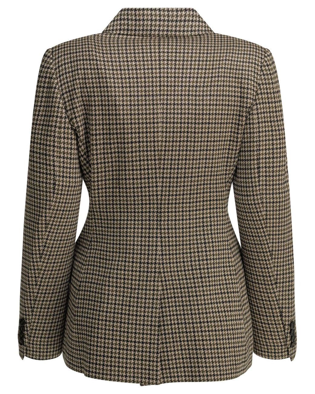 Max Mara Green Double-Breasted Houndstooth Blazer