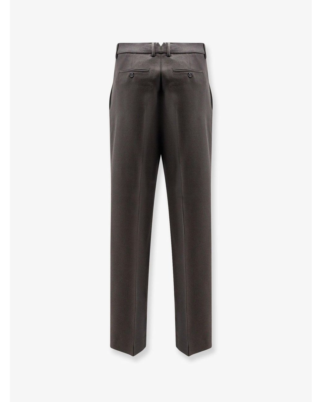 AMI Gray Virgin Wool Trousers for men