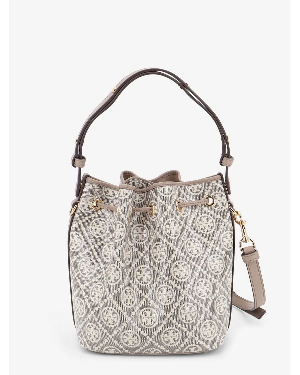 Tory Burch White Bucket Bag T Monogram Coated Canvas
