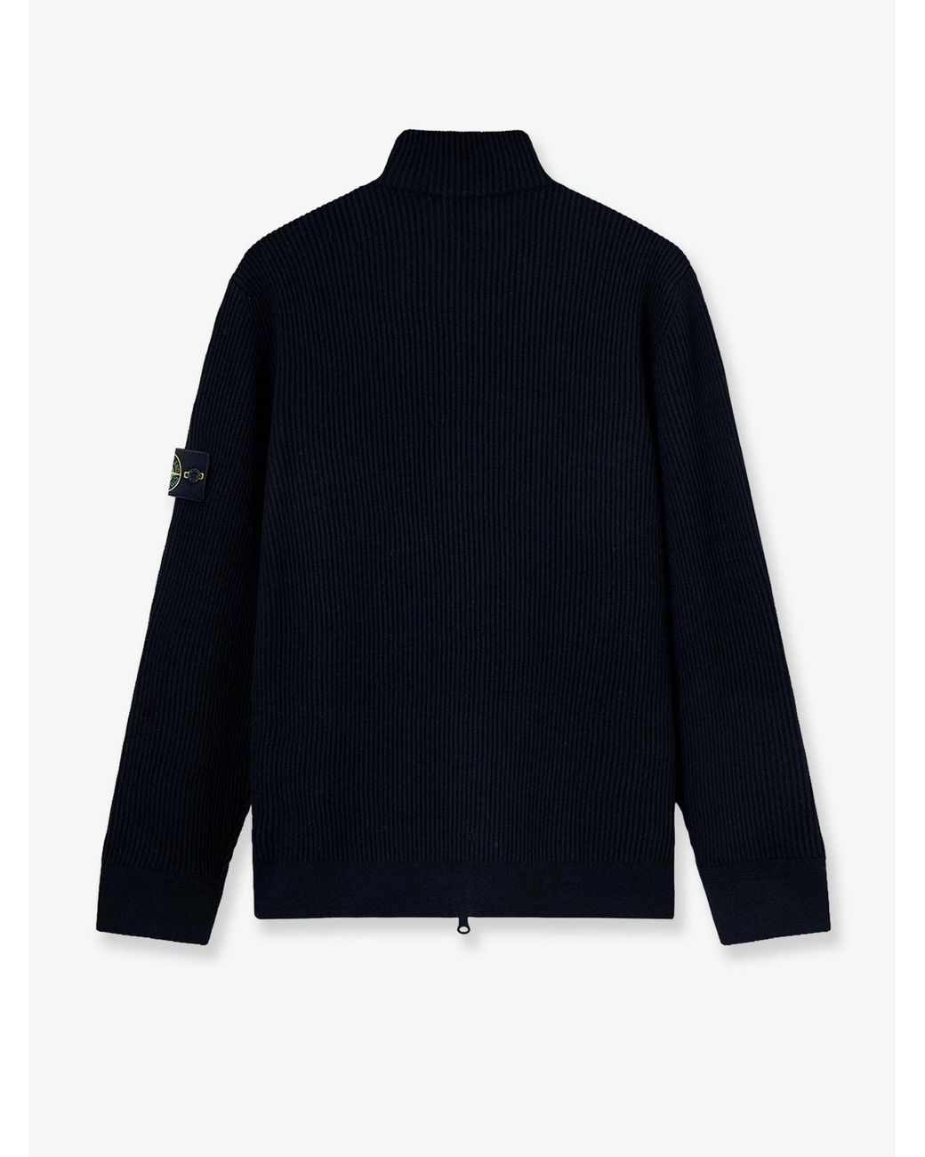 Stone Island Blue Virgin Wool Cardigan for men