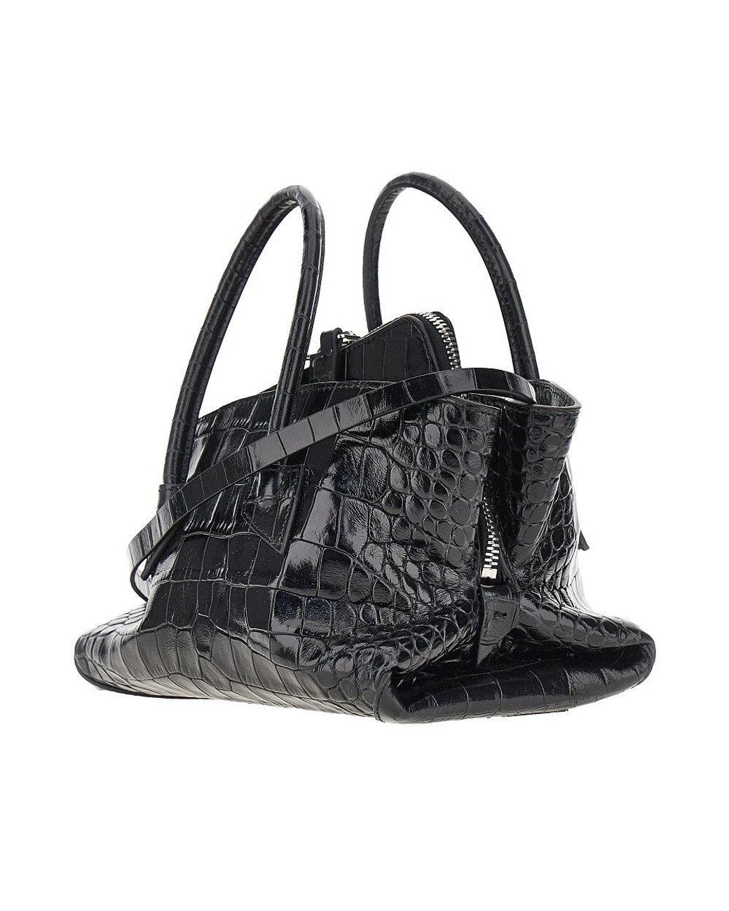 The Attico Black Leather Mini 'La Passeggiata' Bag