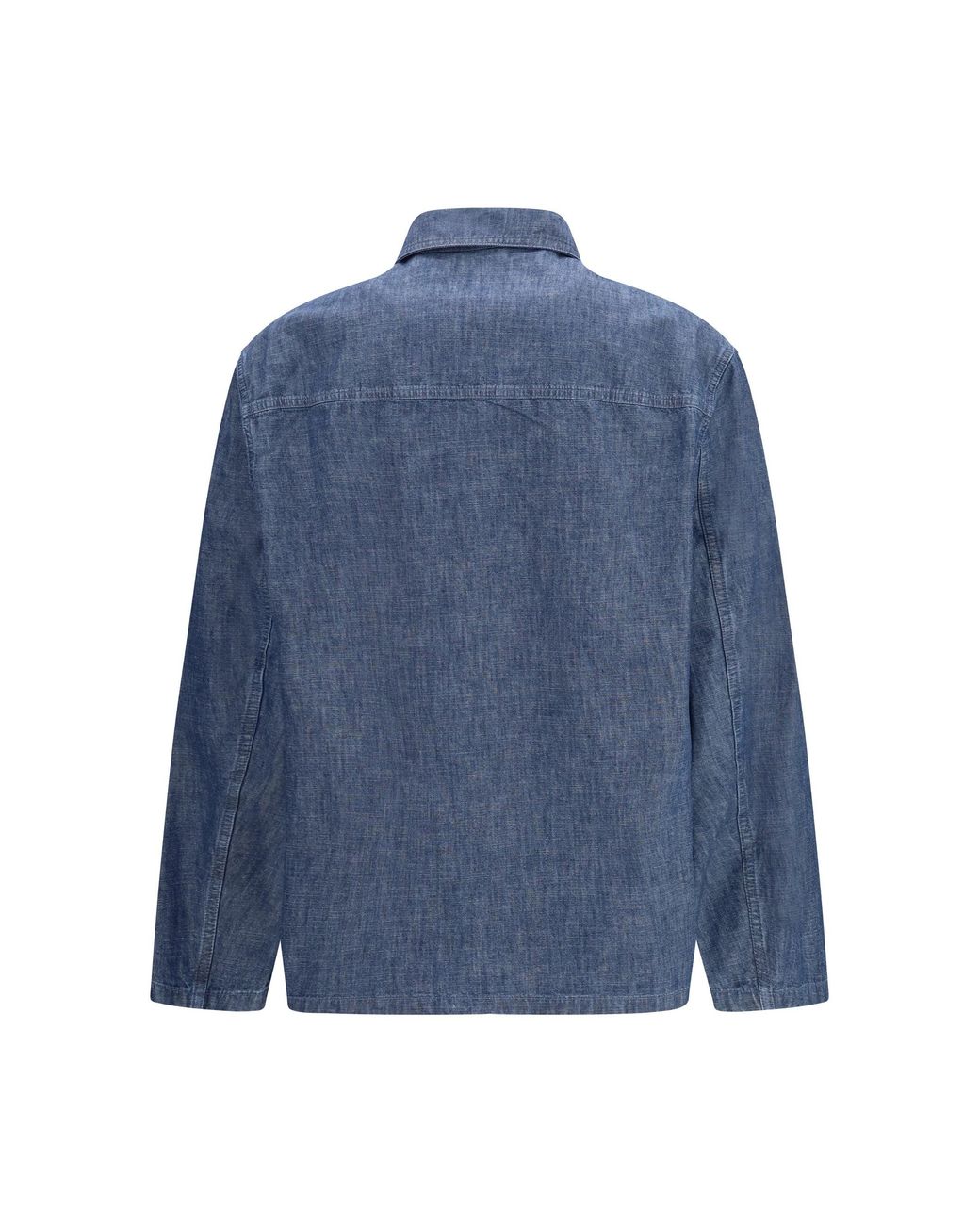 Jil Sander Blue Patch-Pocket Chambray Overshirt for men