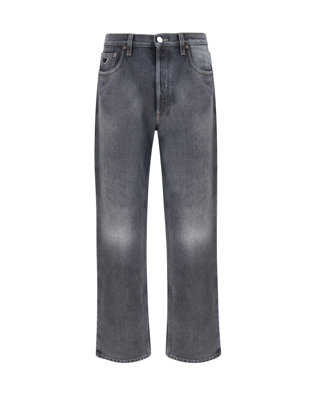 Prada Gray Vintage Effect Denim Jeans for men