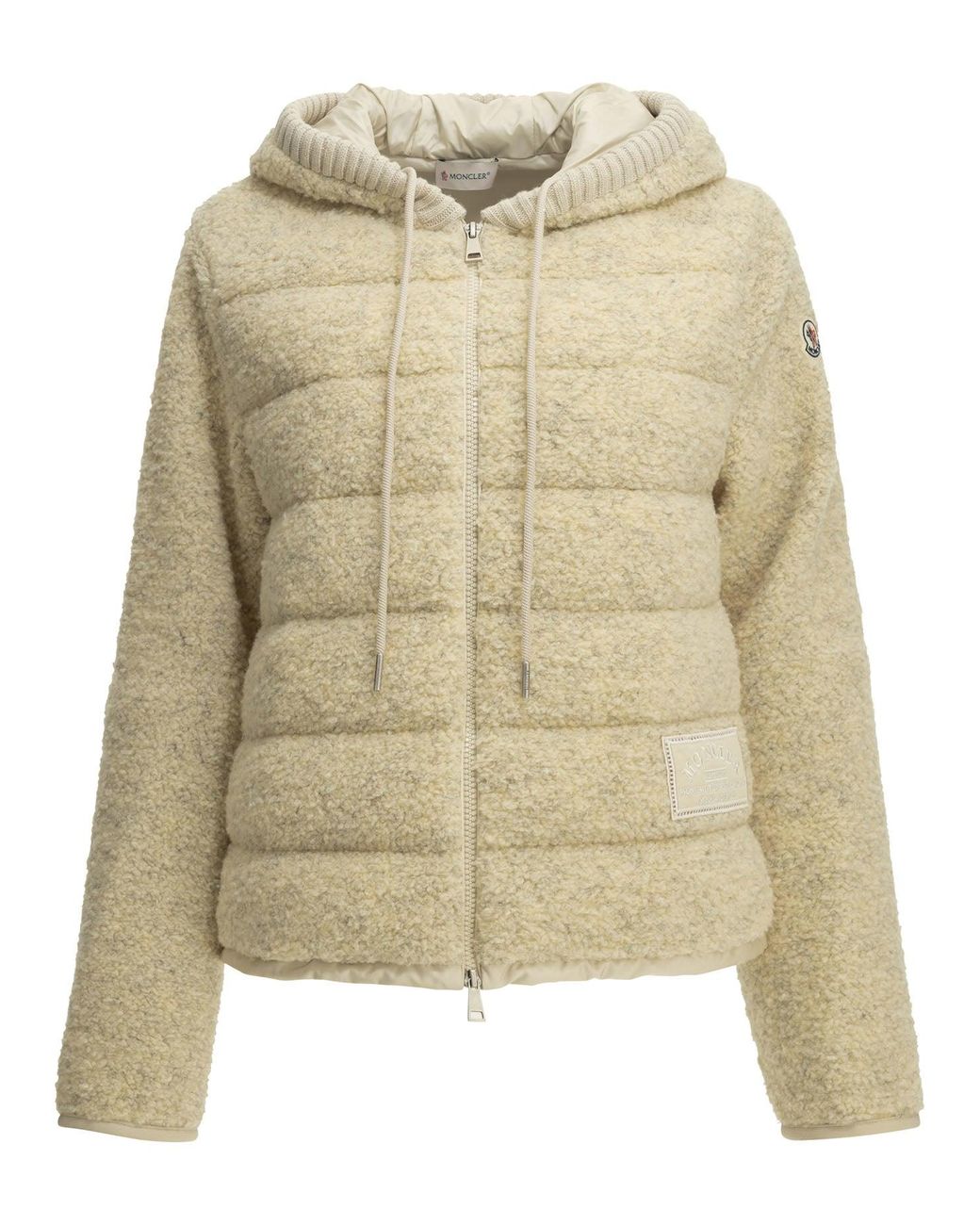 Moncler Natural Teddy-Fabric Zip-Up Hoodie
