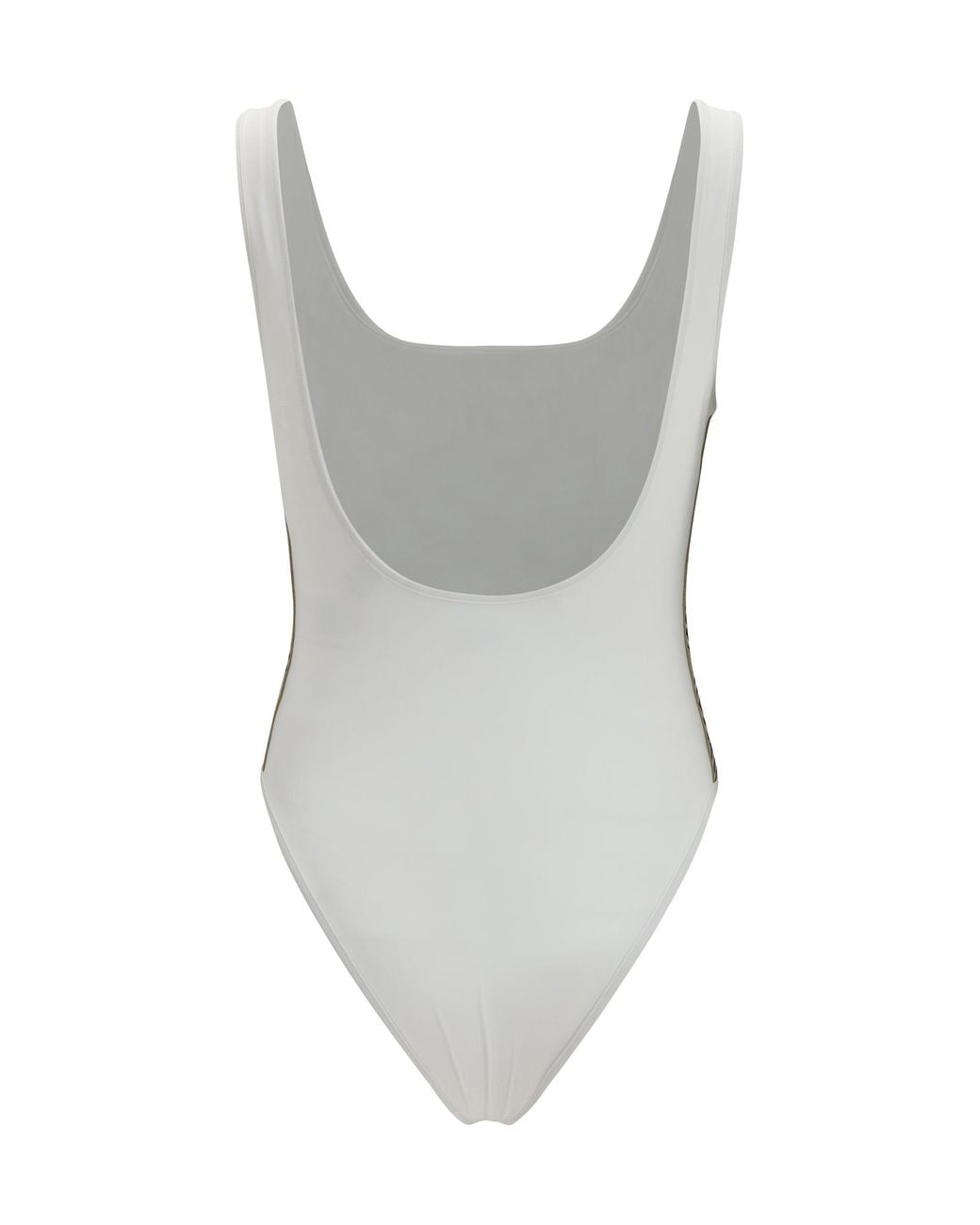 Burberry White One-Piece Swimsuit With Check Trim