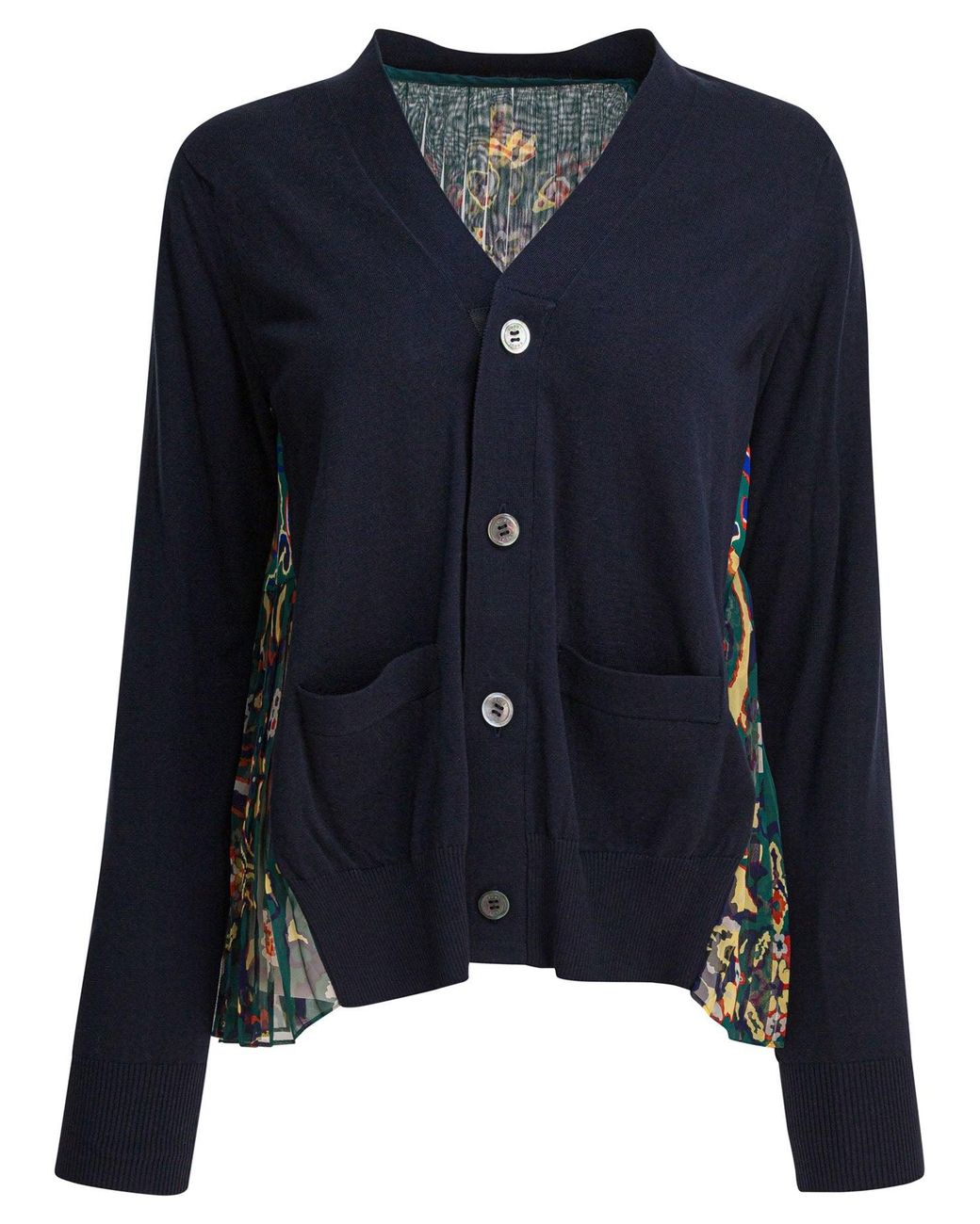 Sacai Blue Cardigan With Floral Print