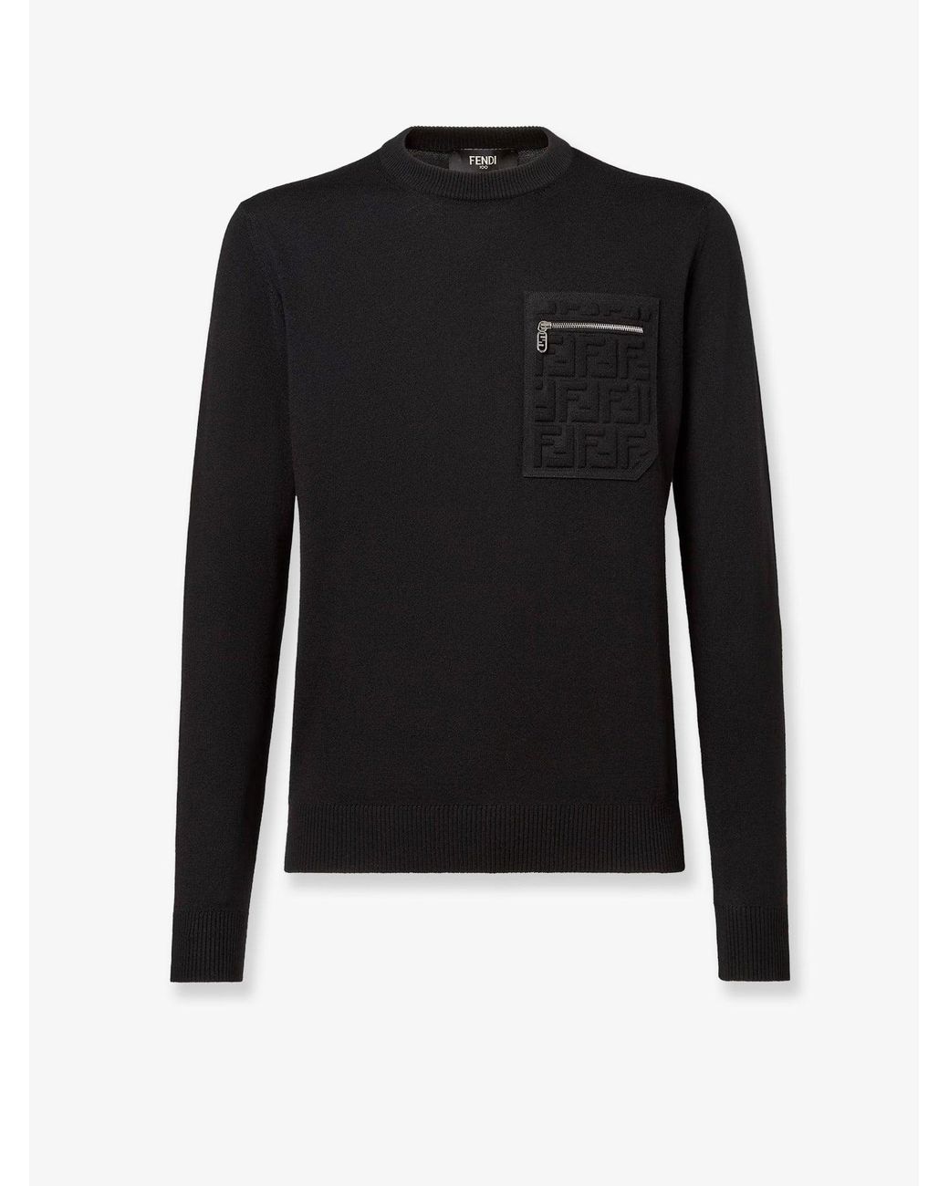 Fendi Black Virgin Wool Sweater for men