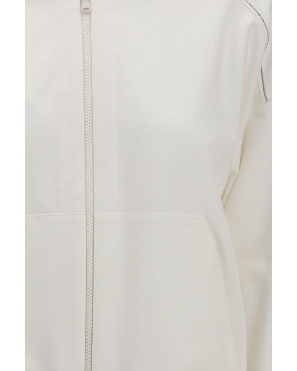 Brunello Cucinelli White Cotton Hoodie