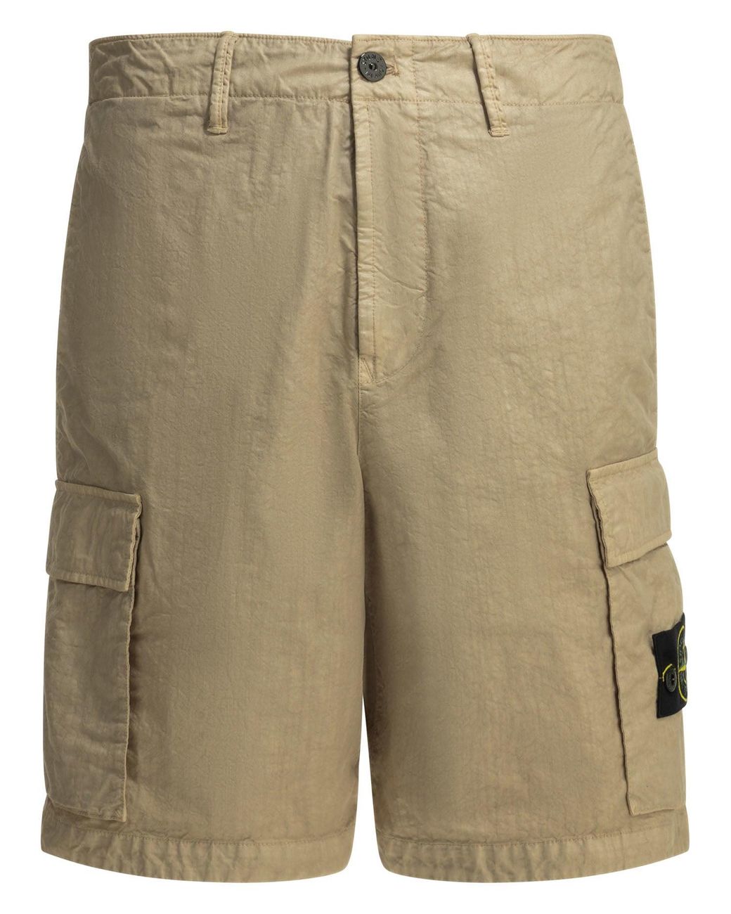 Stone Island Green Organic Look Cargo Shorts for men