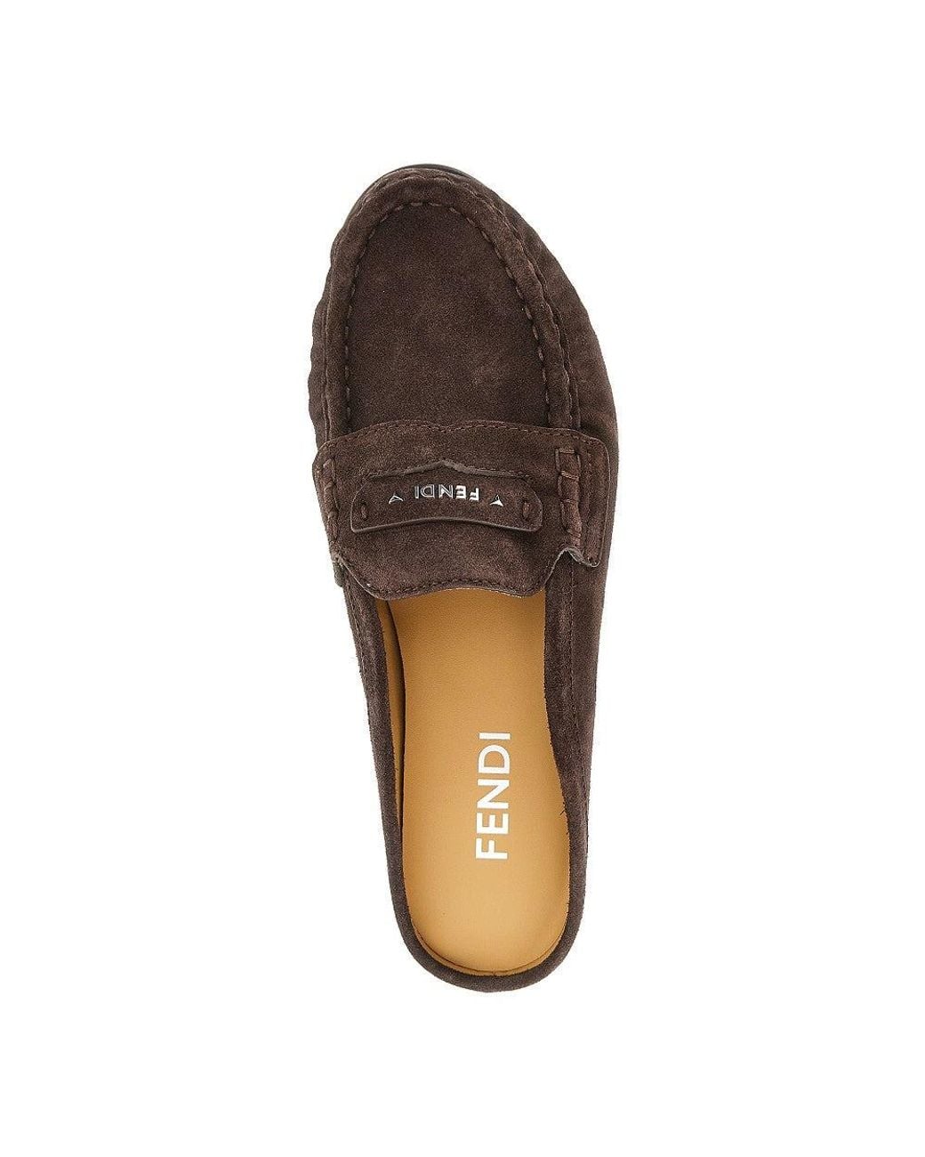 Fendi Brown Scrunch' Suede Leather Sabot