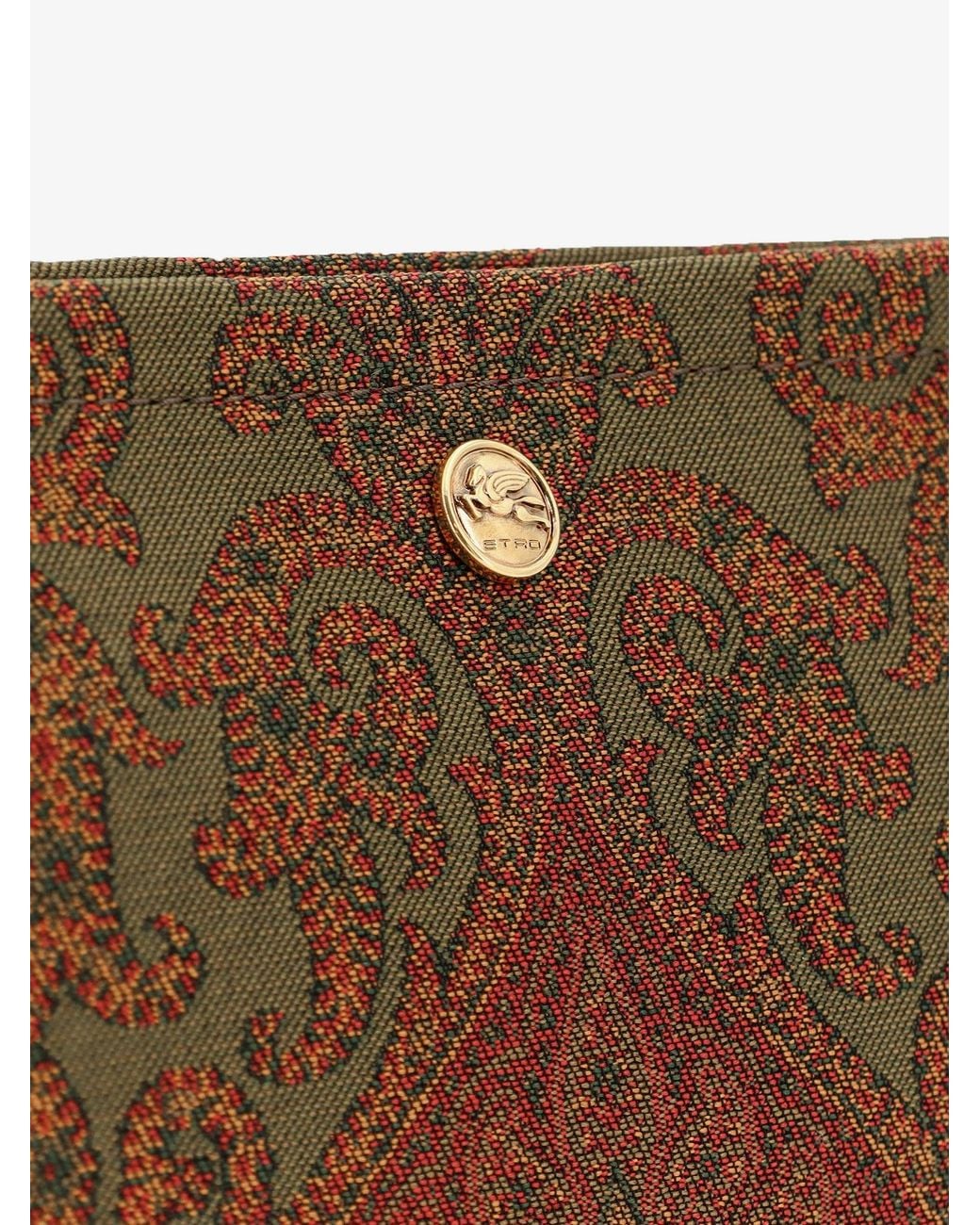 Etro Brown Paisley Pattern Clutch Bag