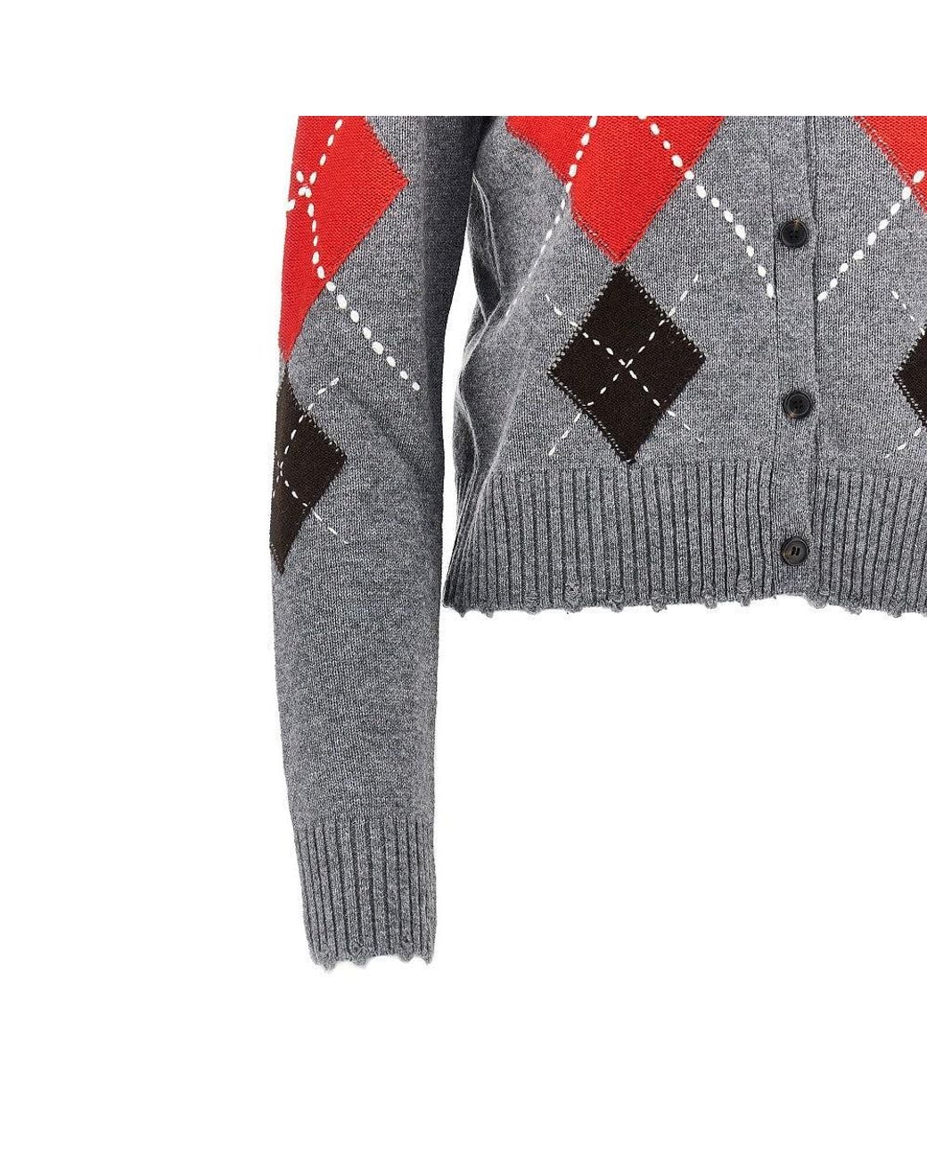 Pinko Red Wool And Cashmere Knitted Cardigan