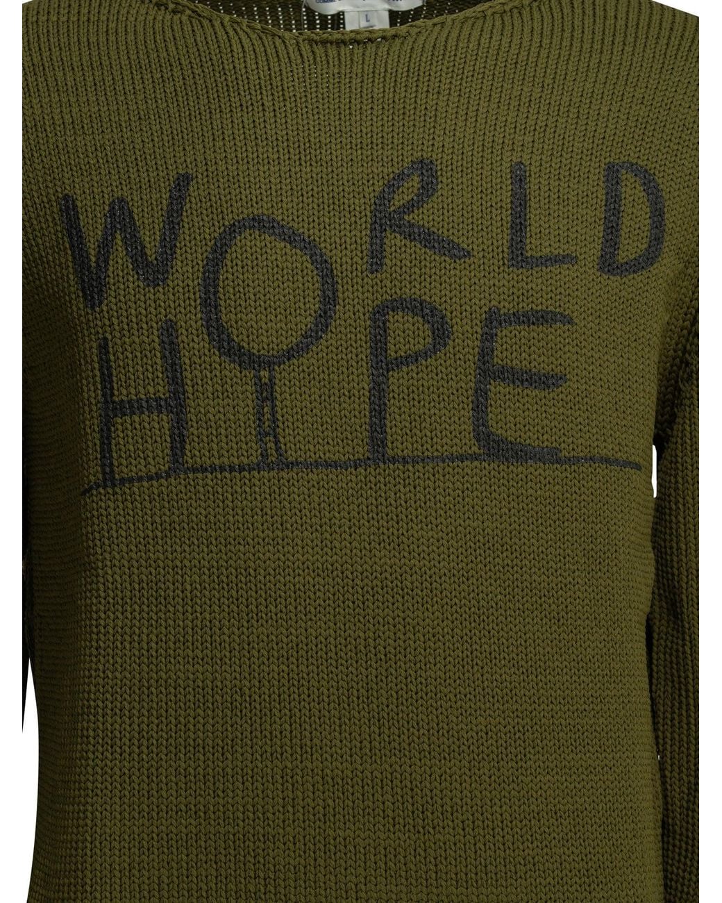 Comme des Garçons Green Shirt Crew-Neck Sweater With Logo for men