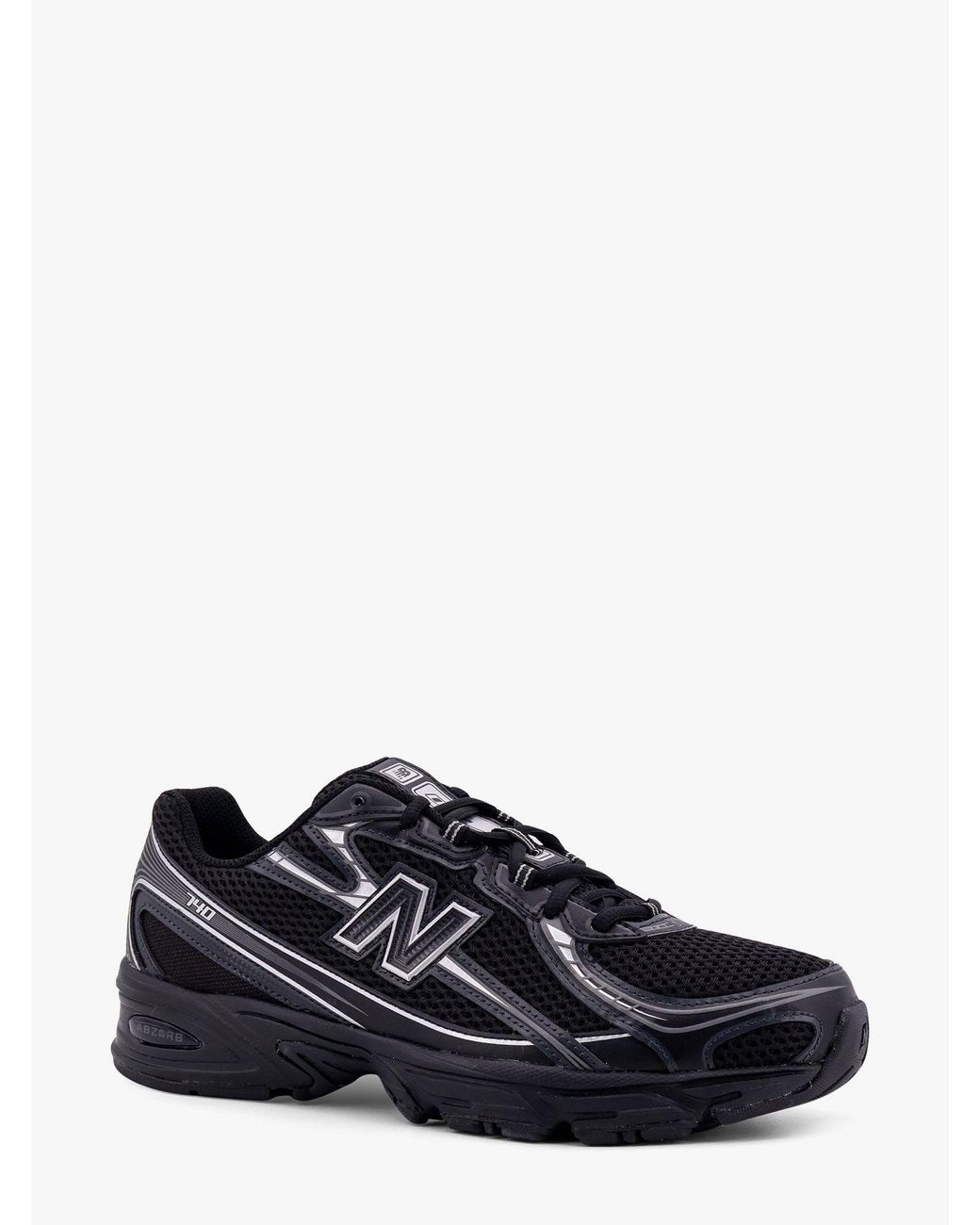 New Balance Black 740 Metallic Leather-Trimmed Mesh Sneakers for men