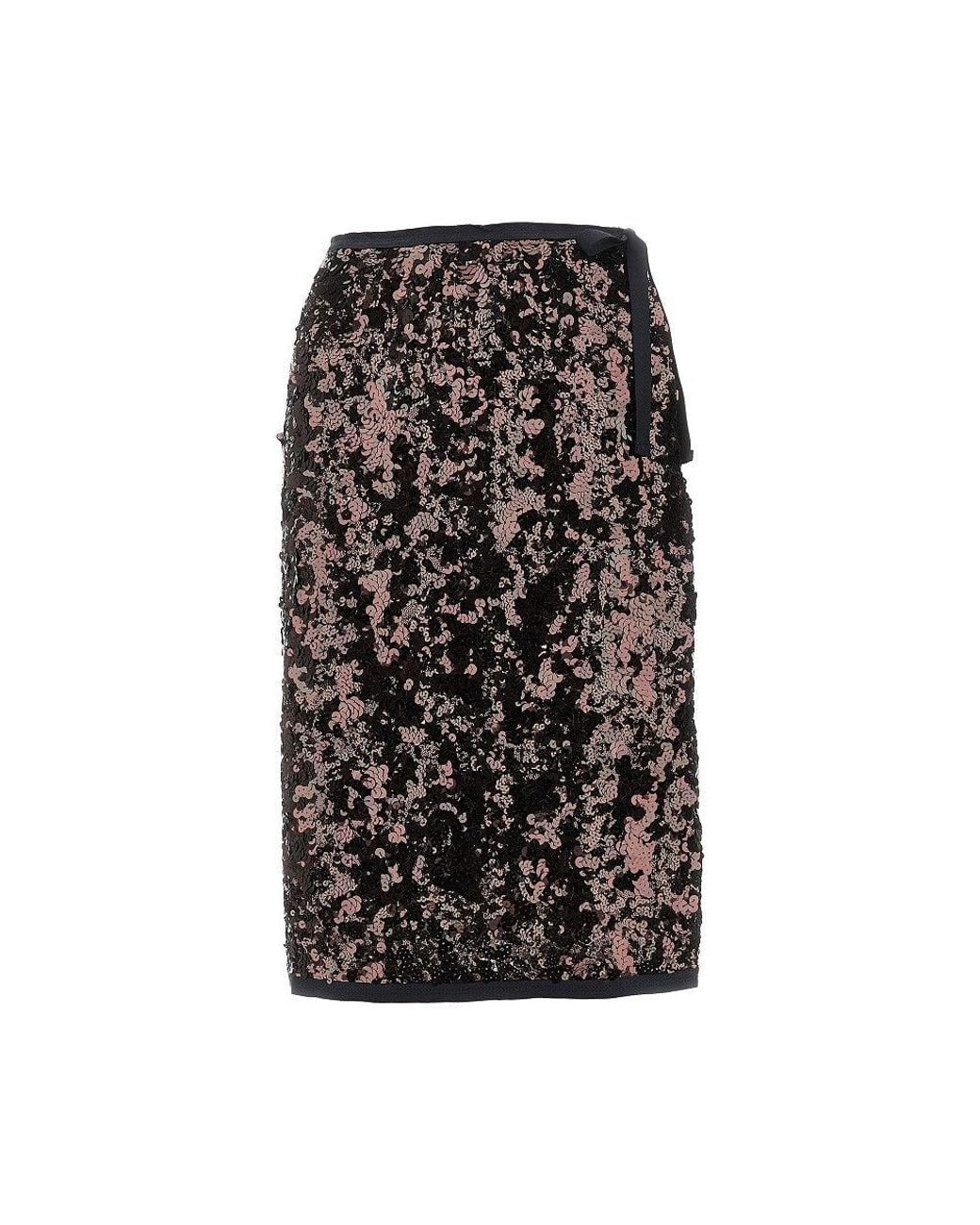 Prada Black Sequinned Midi Skirt