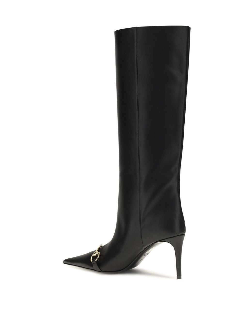 Gucci Black Slip-On Leather Boots With Horsebit
