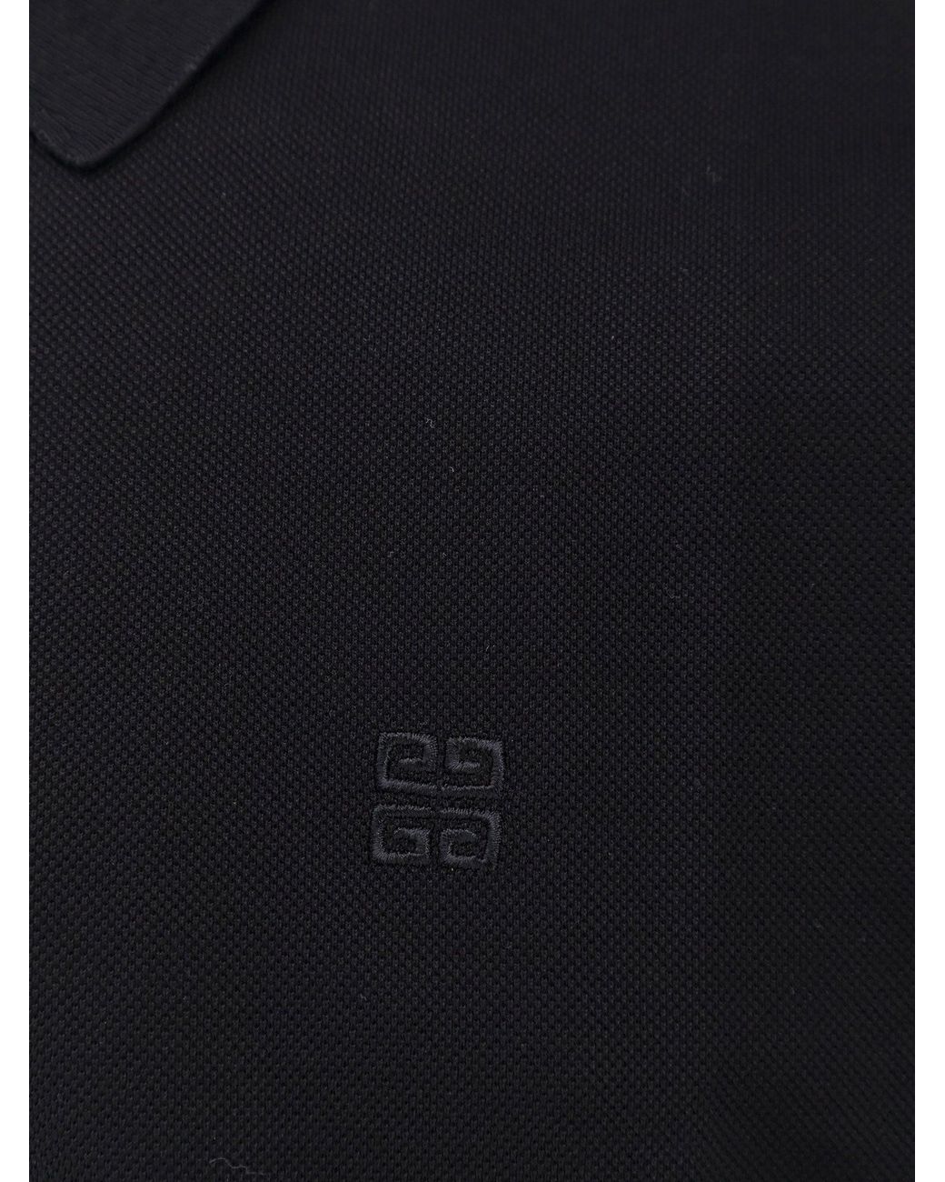 Givenchy Blue Pique Cotton Polo Shirt With 4G Embroidery for men