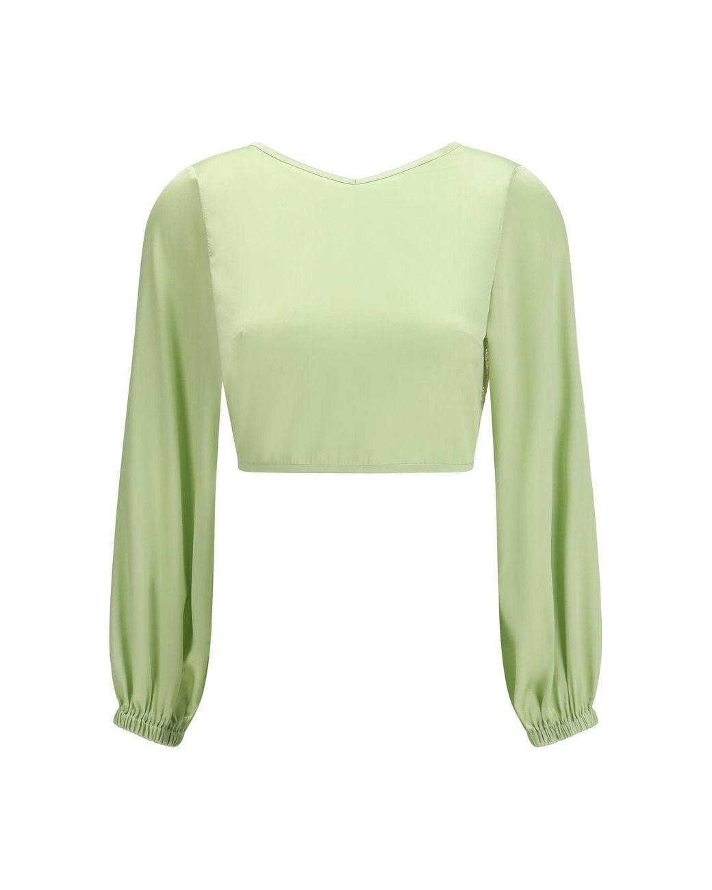 Kristina Ti Green V-Neck Blouse Apple