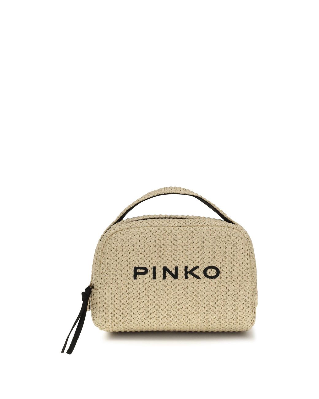 Pinko Natural Raffia Beauty Case Paglia/Nero-Antique