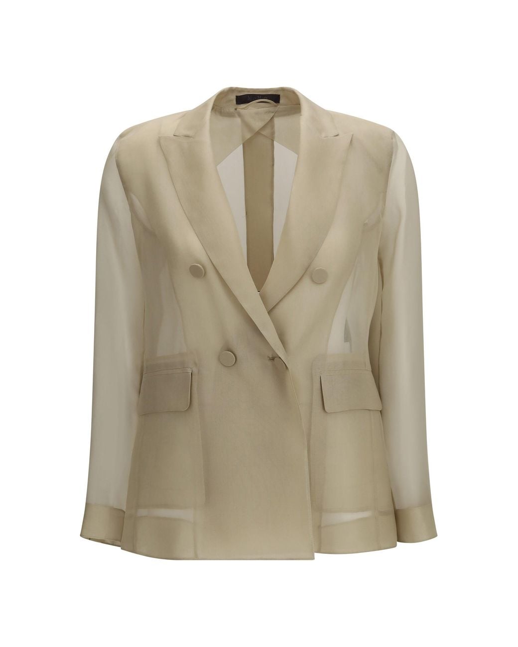 Max Mara Natural Jacket Slogan Silk Organza