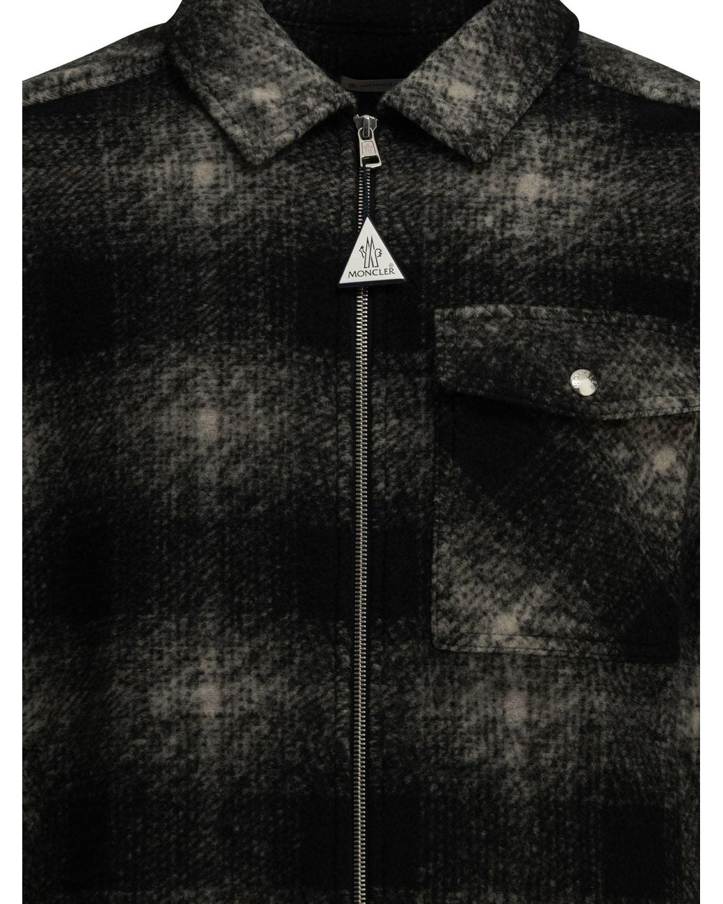 Moncler Black Checkered Overshirt Jacket for men