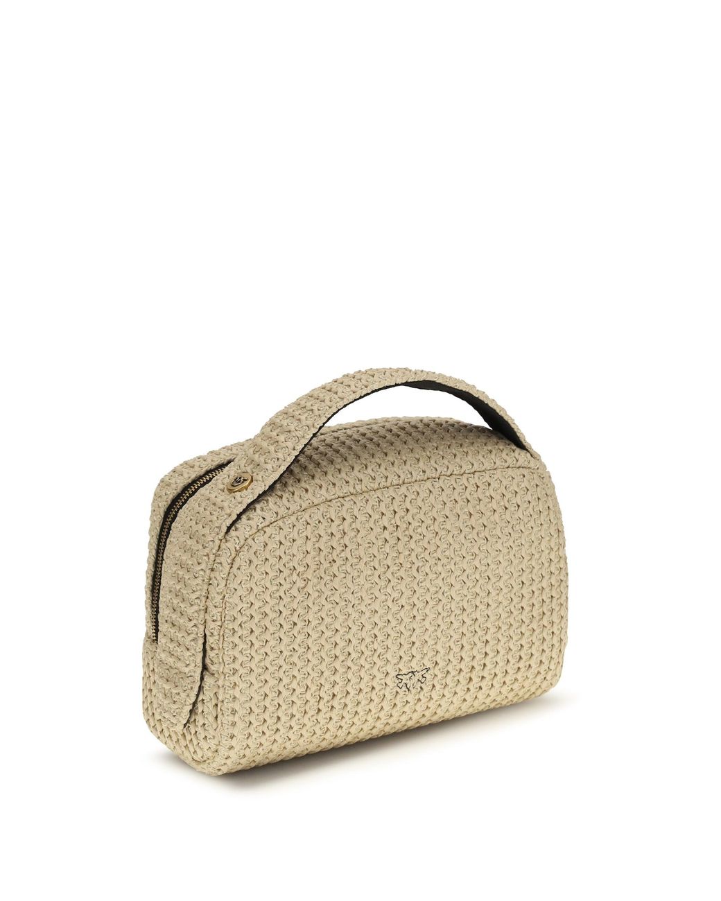 Pinko Natural Raffia Beauty Case Paglia/Nero-Antique