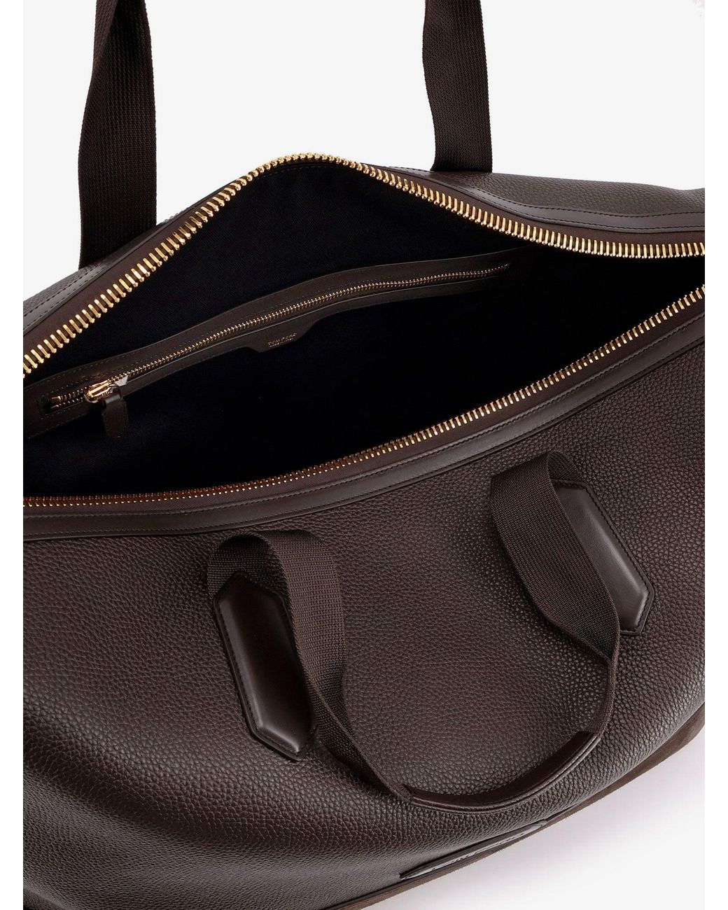 Tom Ford Black Leather Travel Bag With Suede Inserts for men