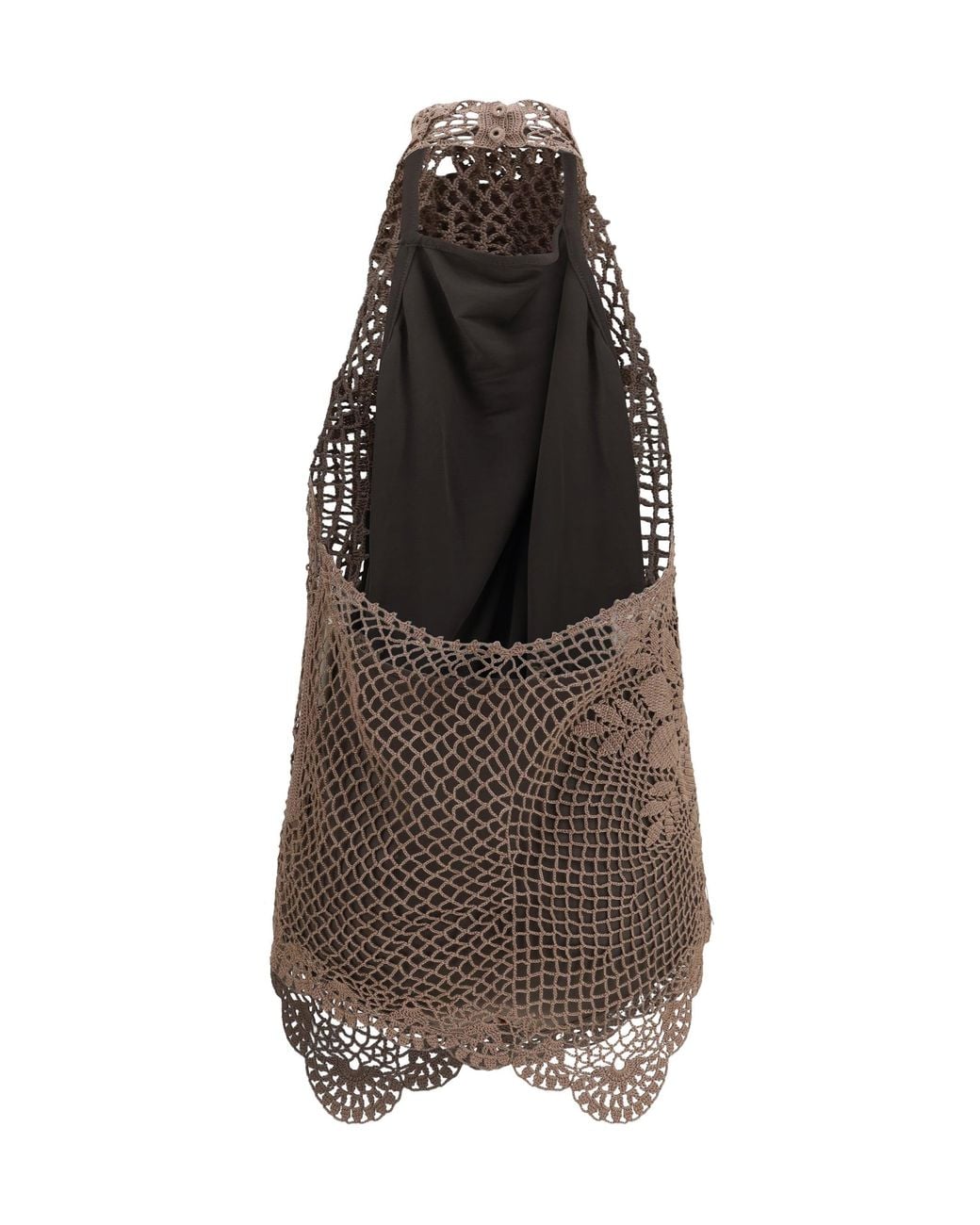 Magda Butrym Brown Crochet Lace High-Neck Top