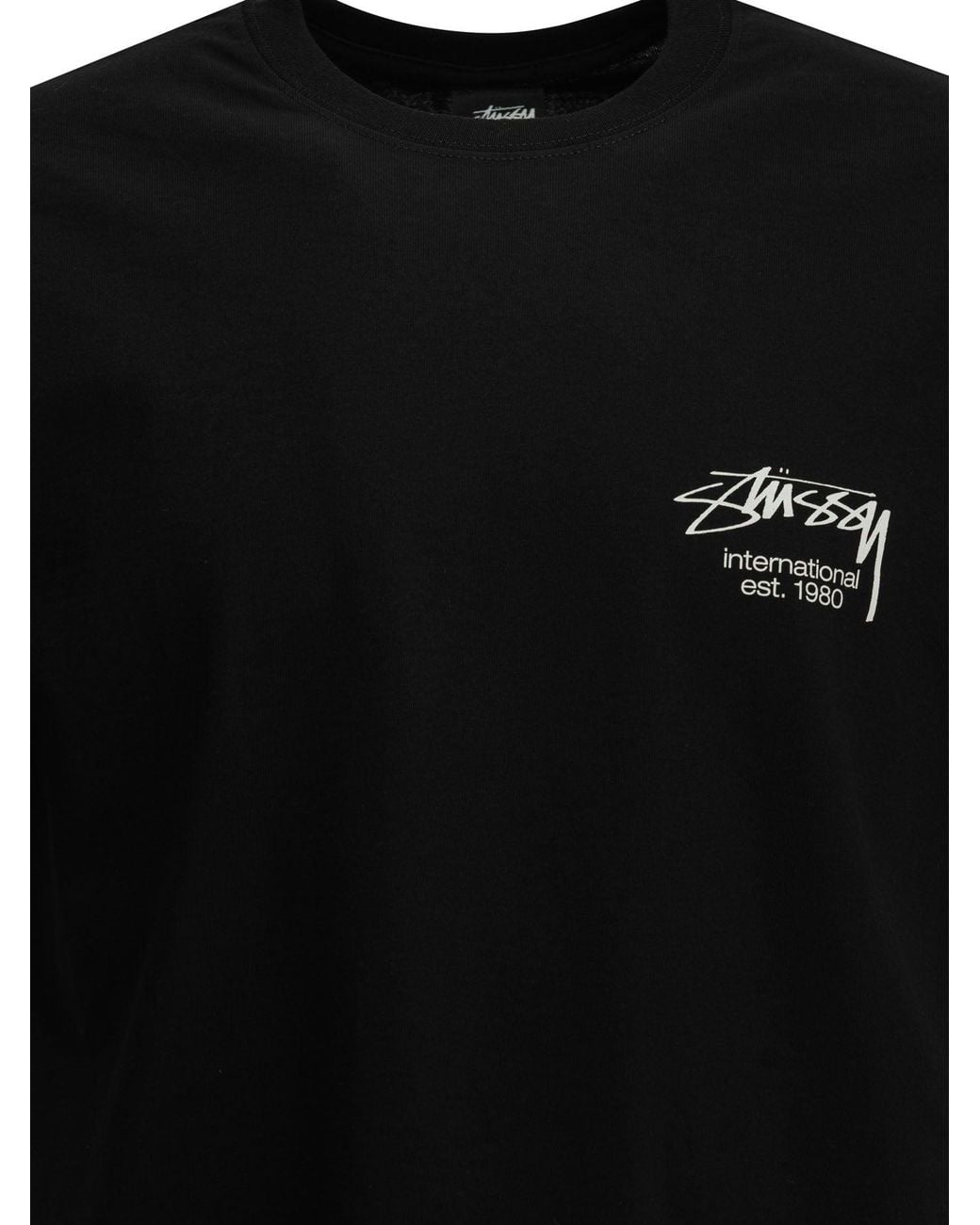 Stussy Black Cotton T-Shirt for men