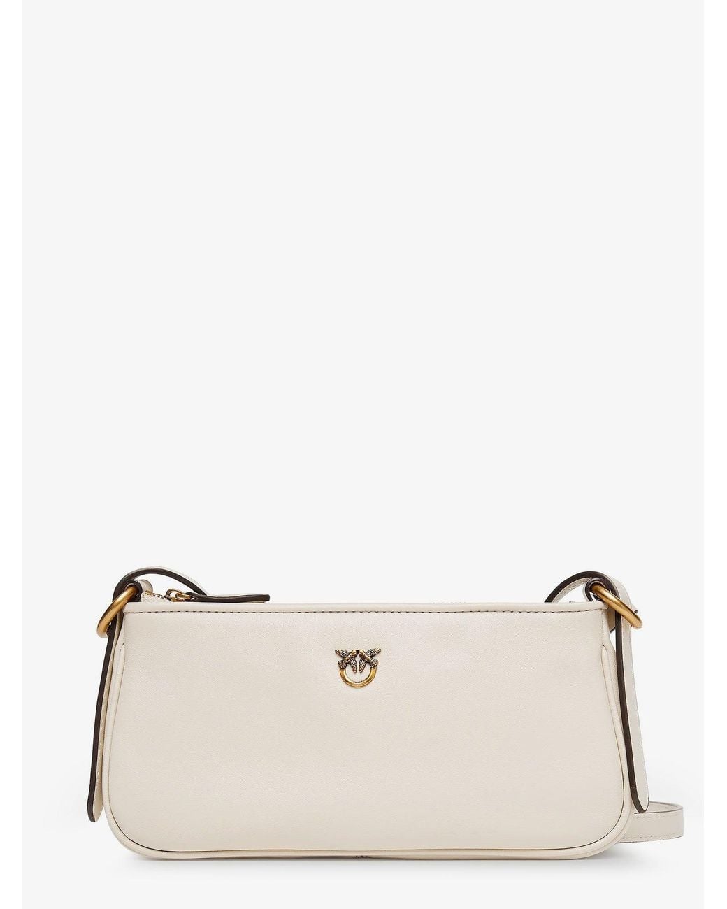 Pinko Natural Mini Half Moon Leather Crossbody Bag