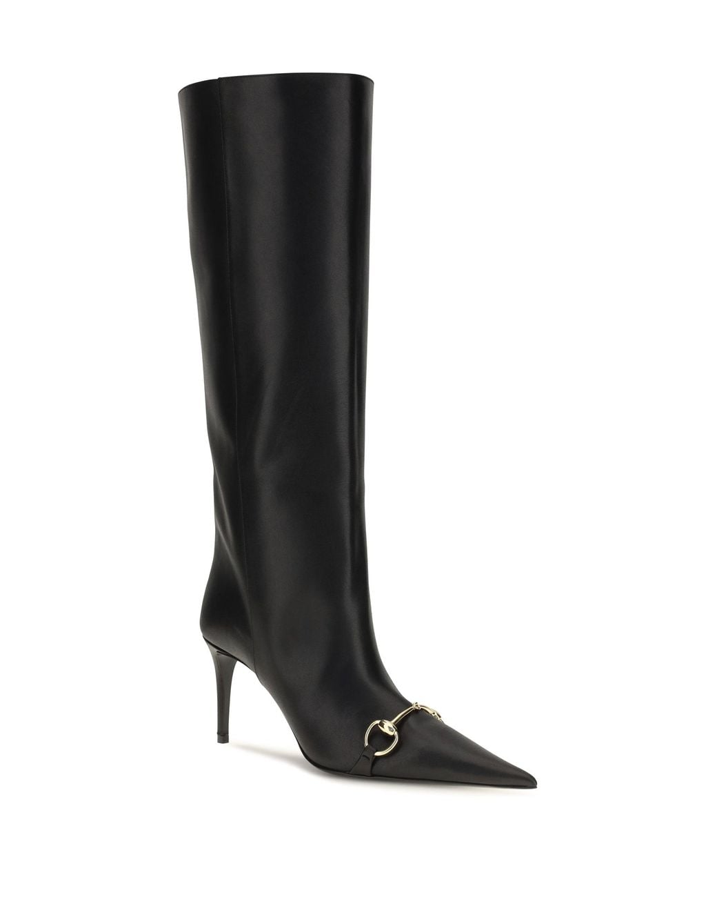 Gucci Black Slip-On Leather Boots With Horsebit