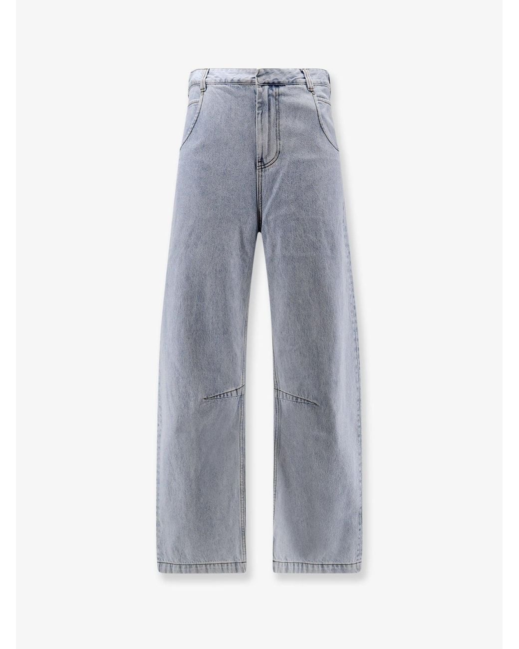 Entire studios Gray Gem Cotton Jeans With Back Leather Logo Patch for men