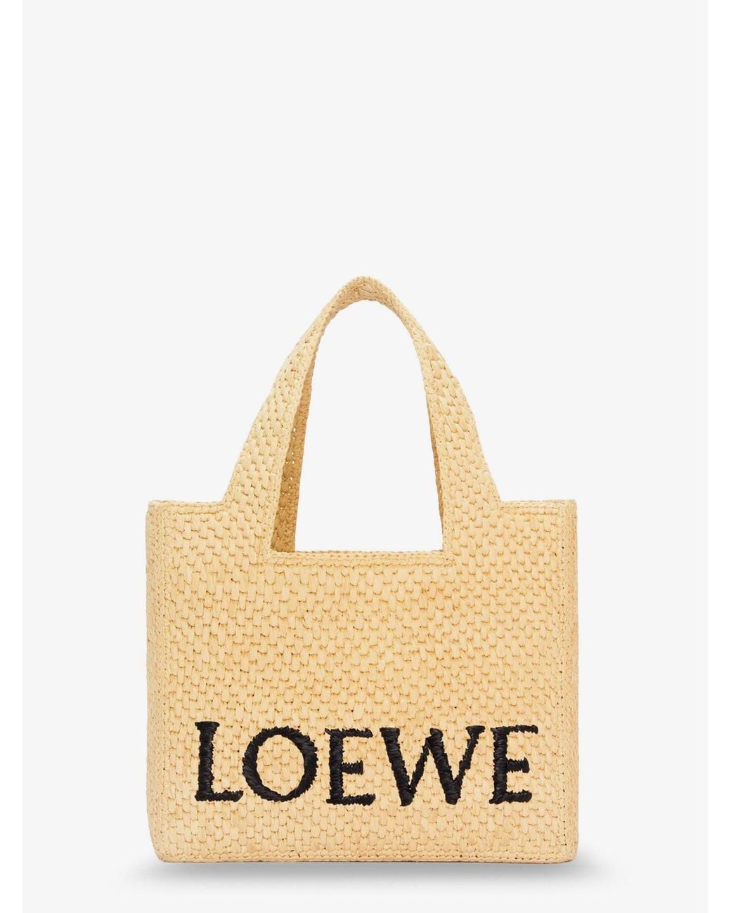 Loewe Natural Paula's Ibiza -Small Font Raffia Handbag With Embroidered Logo On The Front