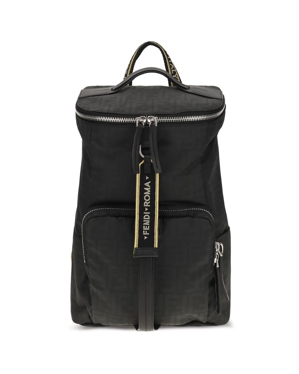 Fendi Black Tourist Ff Logo Jacquard Backpack Nero for men