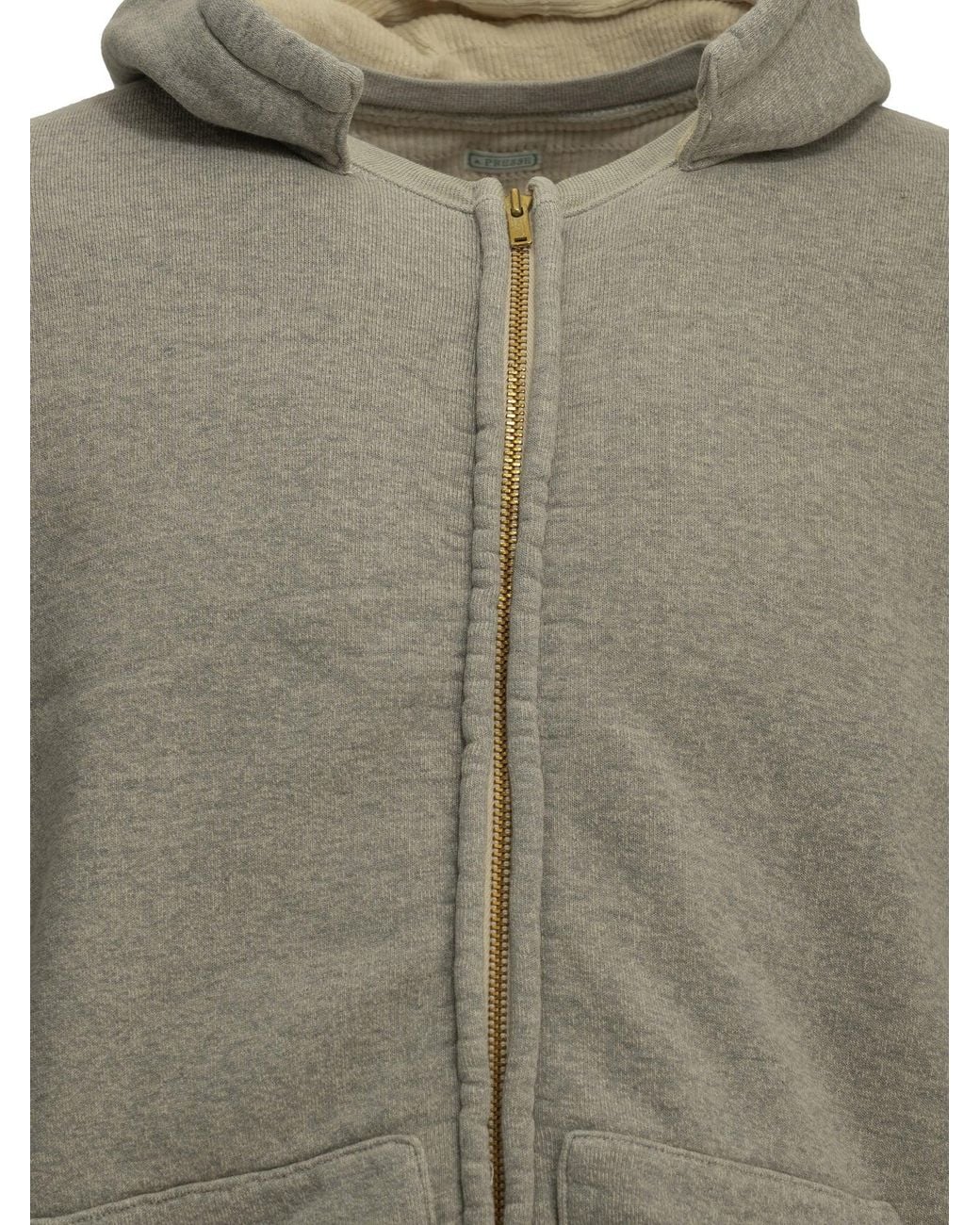 A.PRESSE Gray "Vintage Parka" Zip-Up Sweatshirt for men