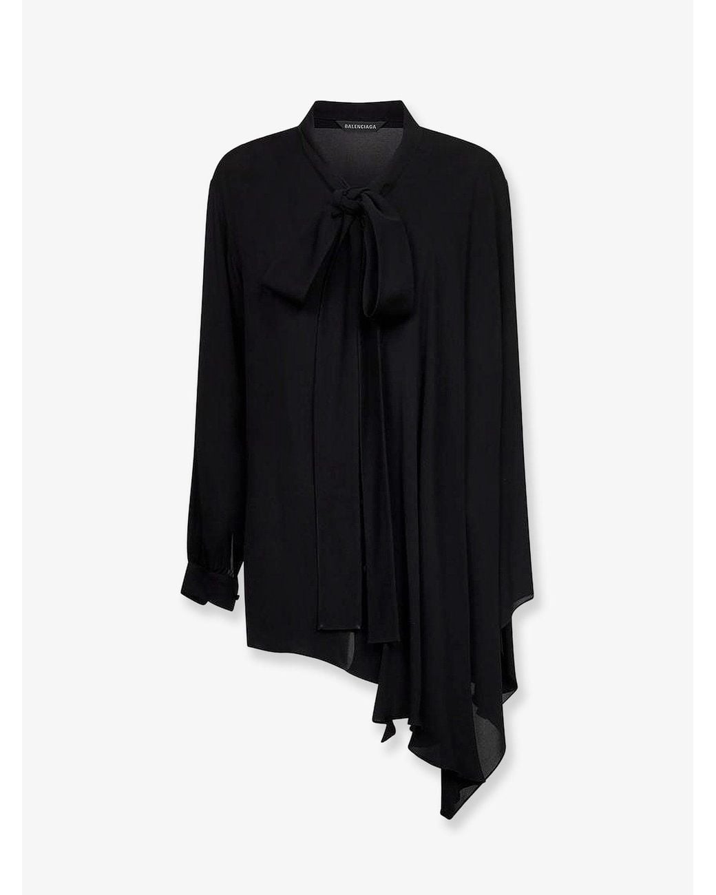 Balenciaga Black Silk Shirt With Bow