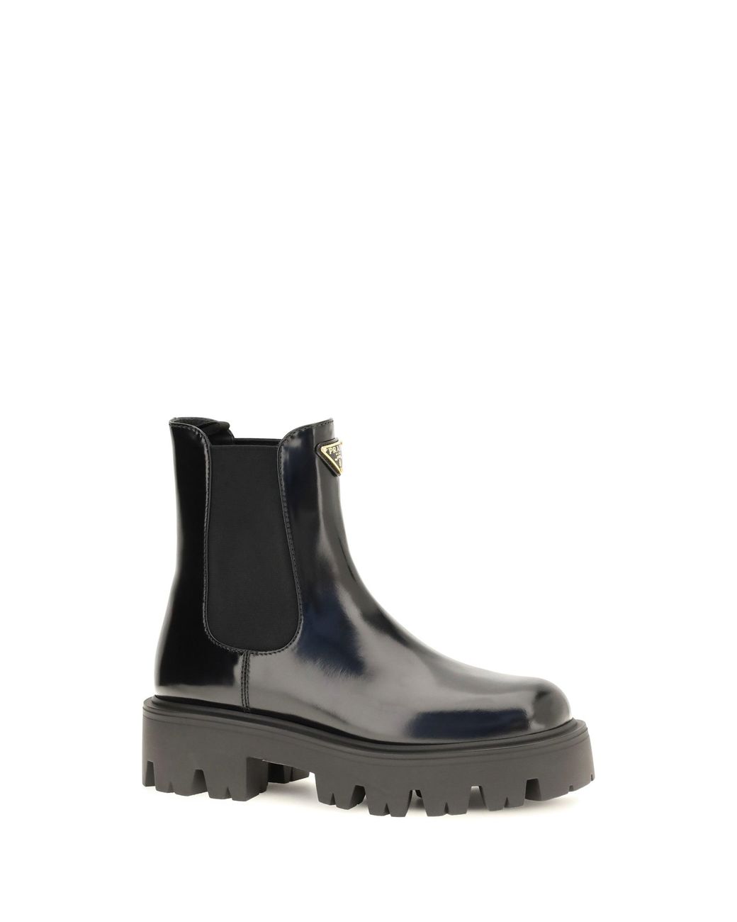 Prada Black Brushed Leather Ankle Boots