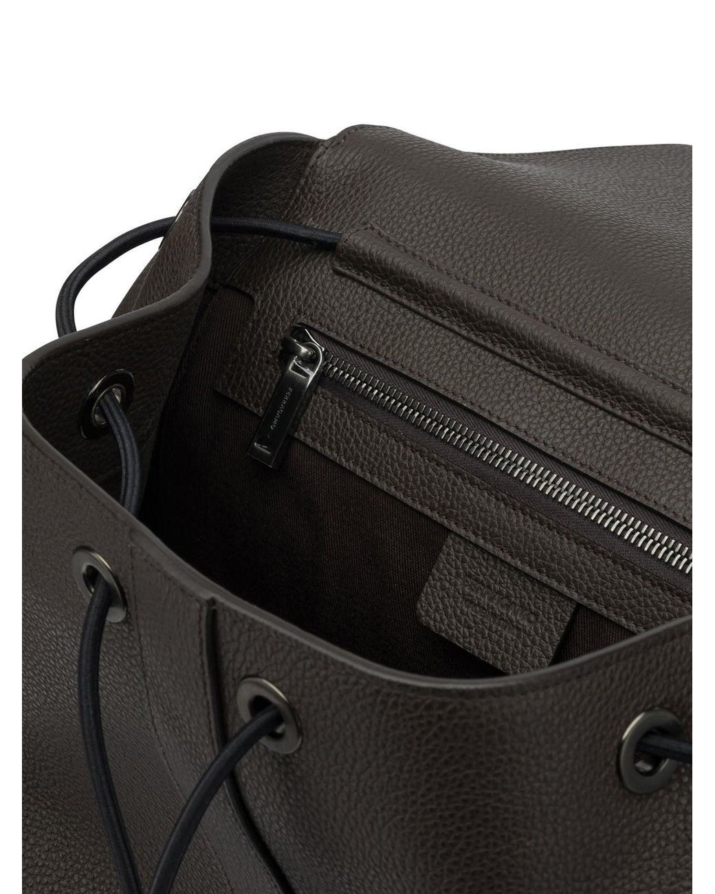 Ferragamo Black Double Pocket Leather Backpack for men