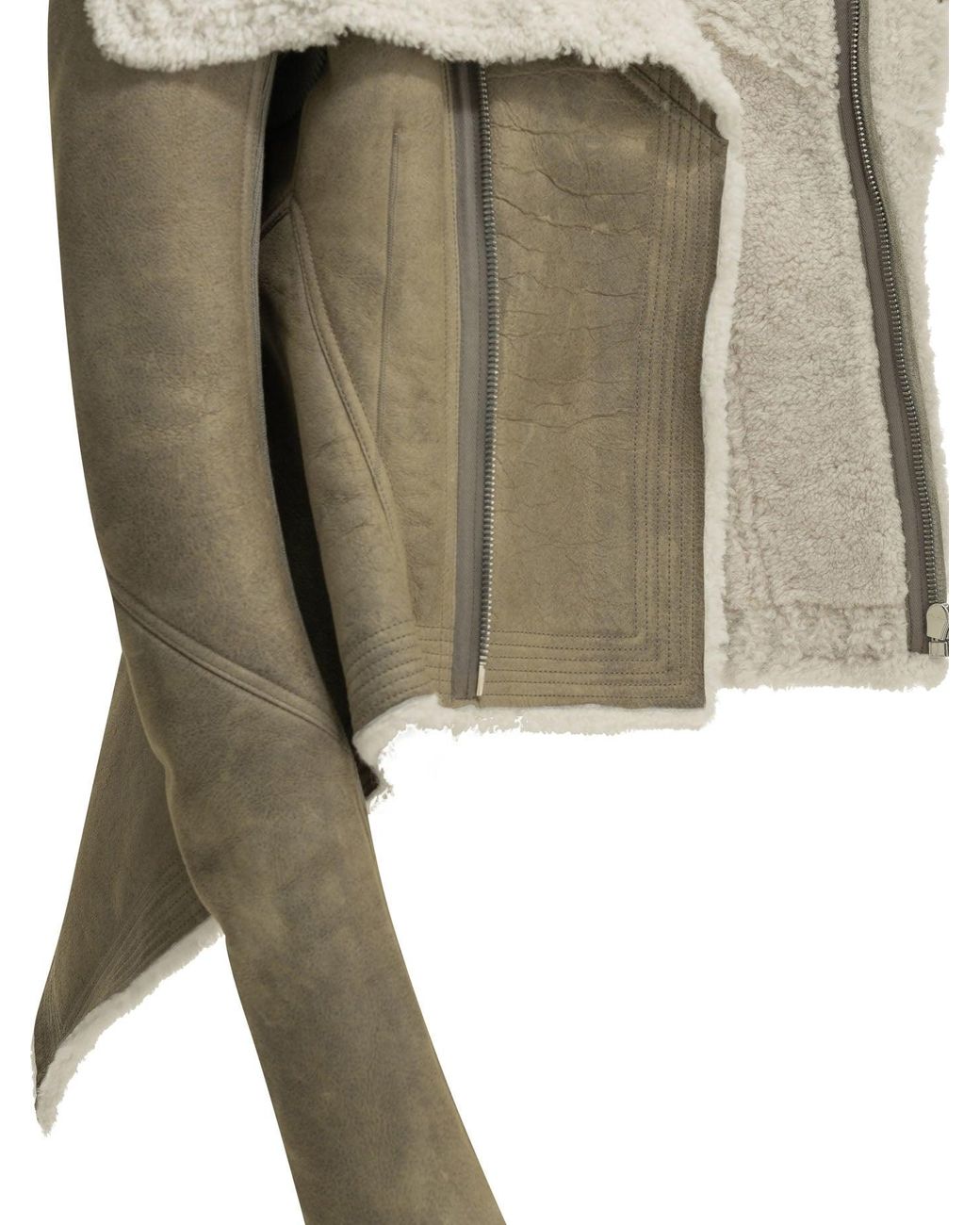 Rick Owens Gray Naska Shearling Jacket