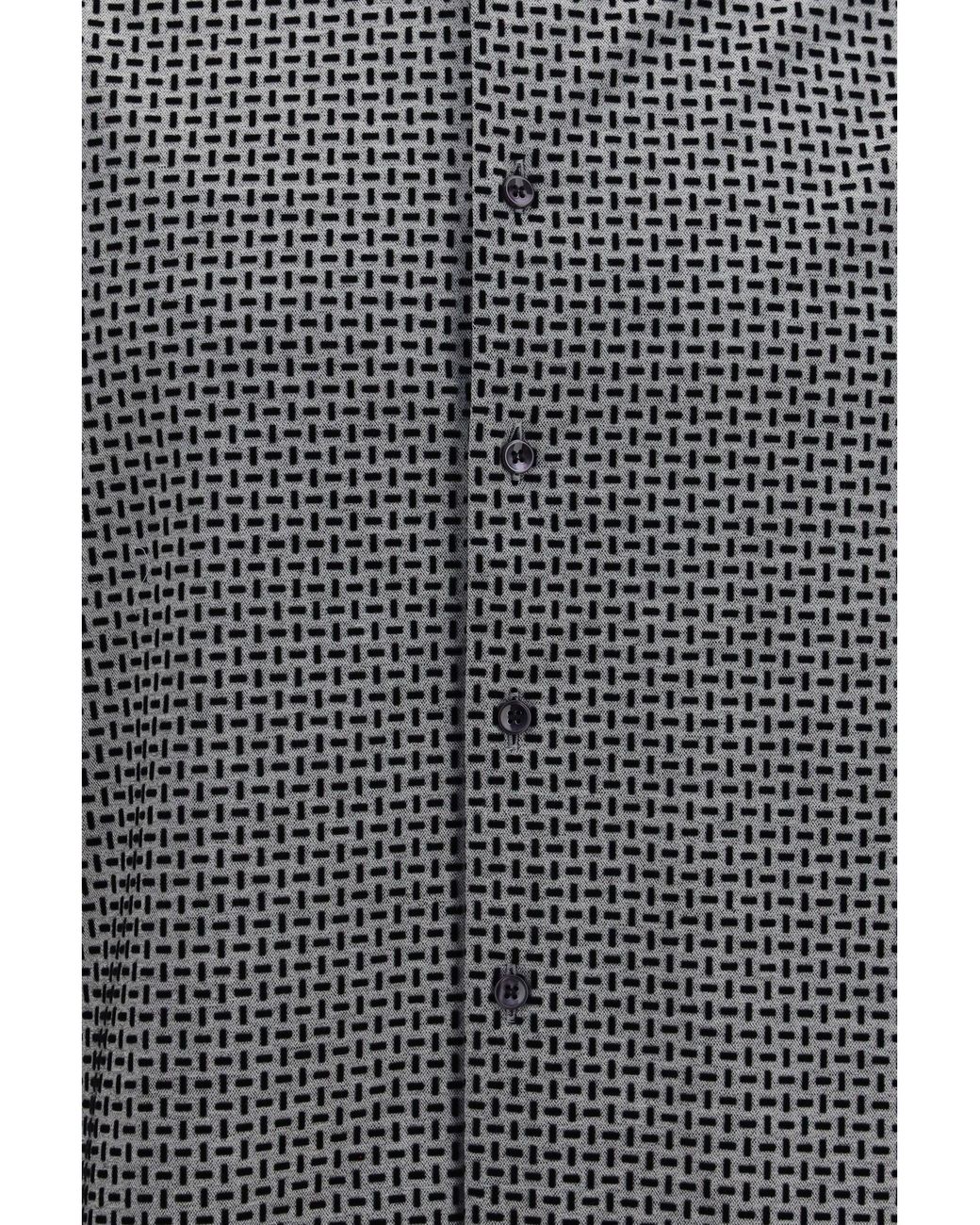 Giorgio Armani Gray Cotton Shirt With Geometric Flock Print for men