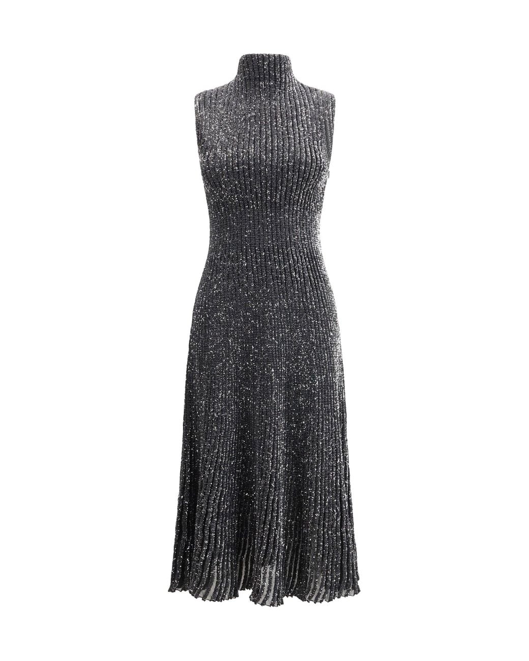 Alaïa Black Midi Dress Sequined Polyamide