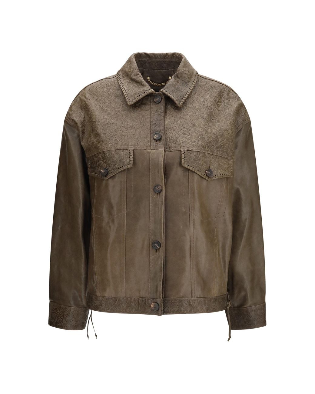 Golden Goose Deluxe Brand Brown Babete Leather Jacket Mud