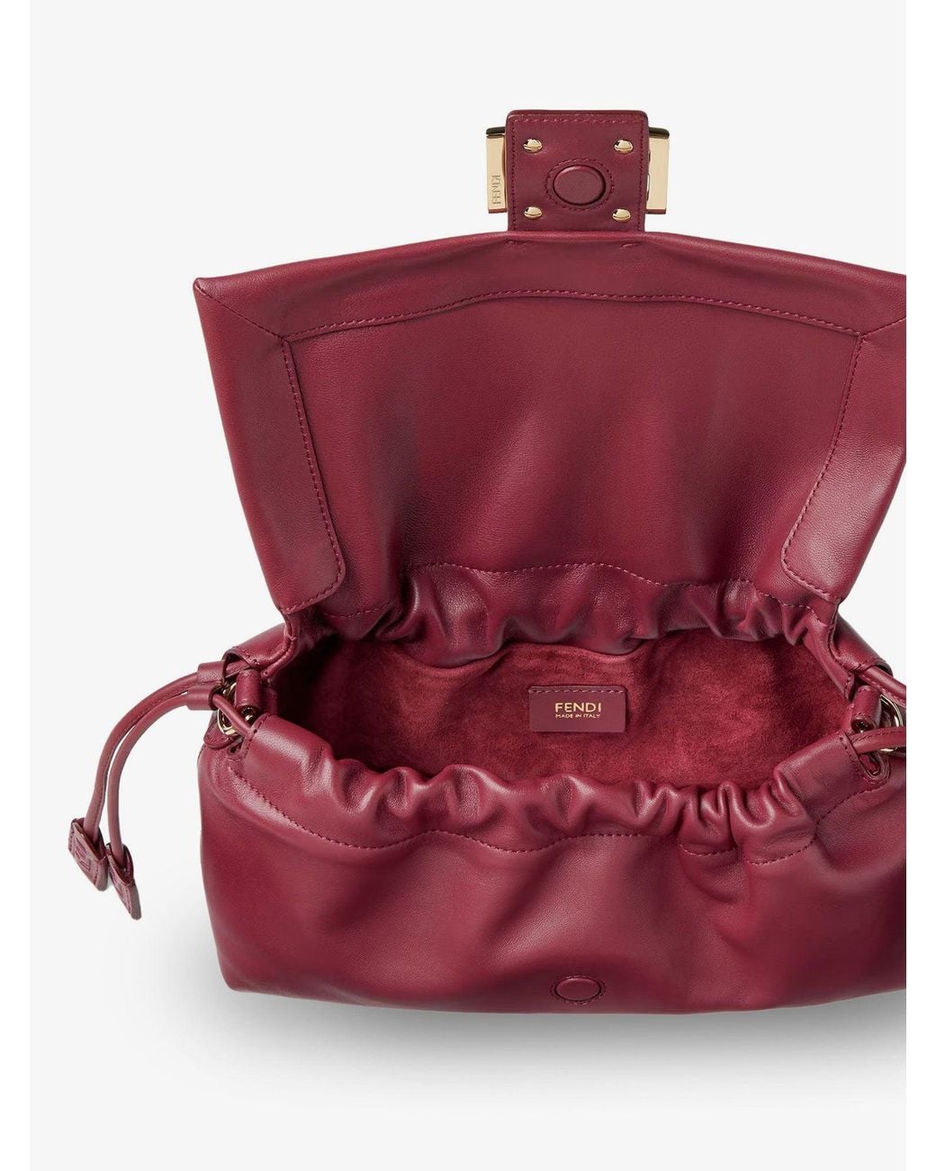 Fendi Red Baguette Soft Medium Leather Shoulder Bag