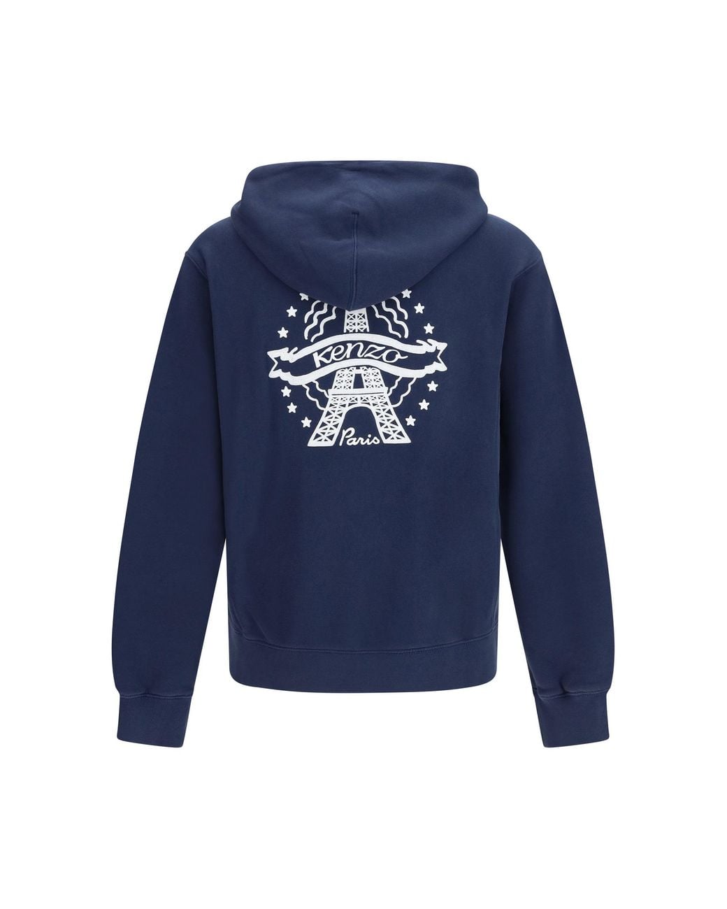 KENZO Blue Eiffel Tower Cotton Hoodie for men