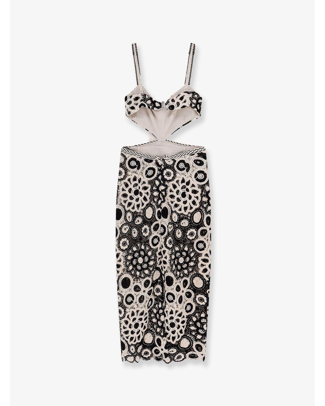 PATBO White Long Crochet Dress With Floral Pattern