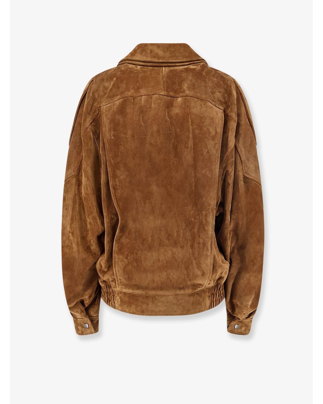 Saint Laurent Brown Oversized Vintage Split-Leather Jacket