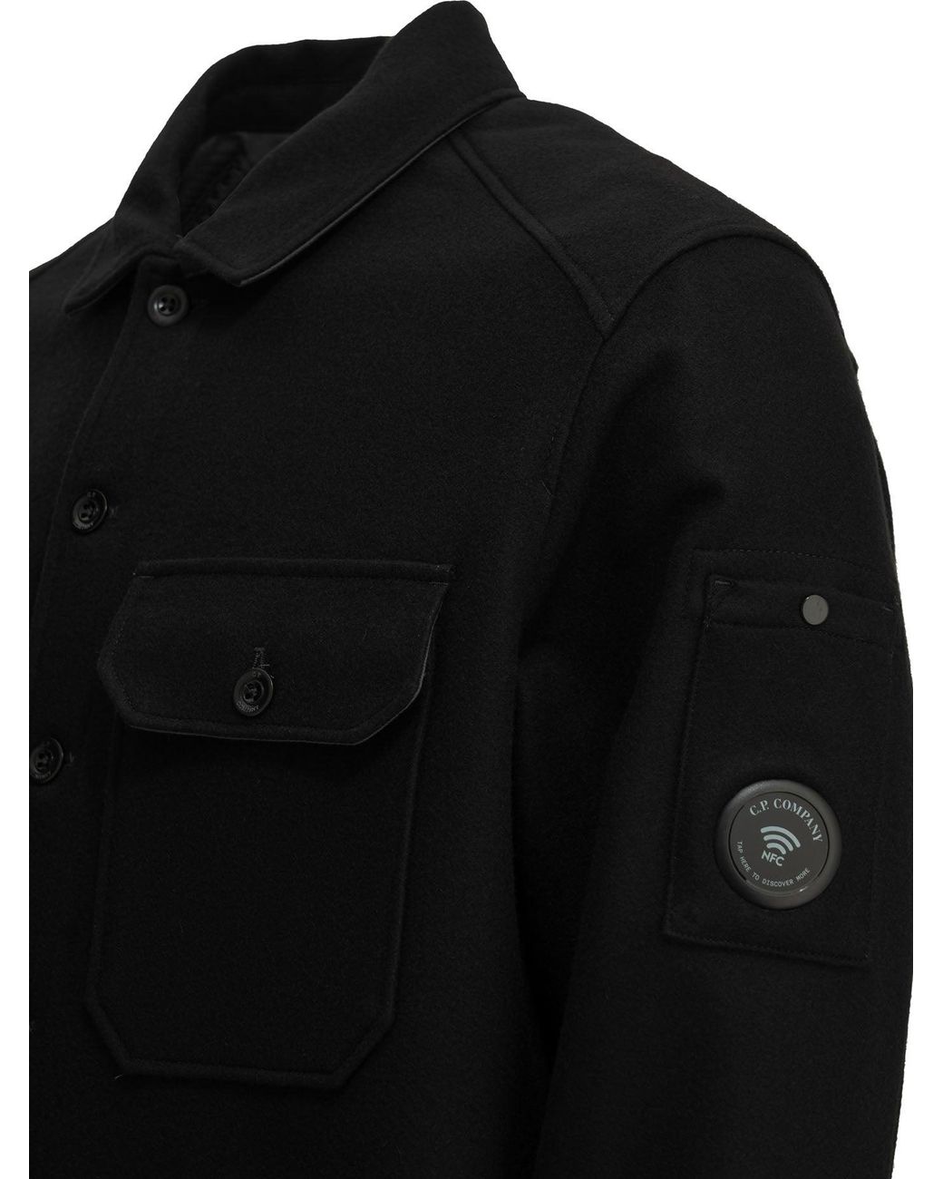 C P Company Black "Lens" Overshirt Jacket for men
