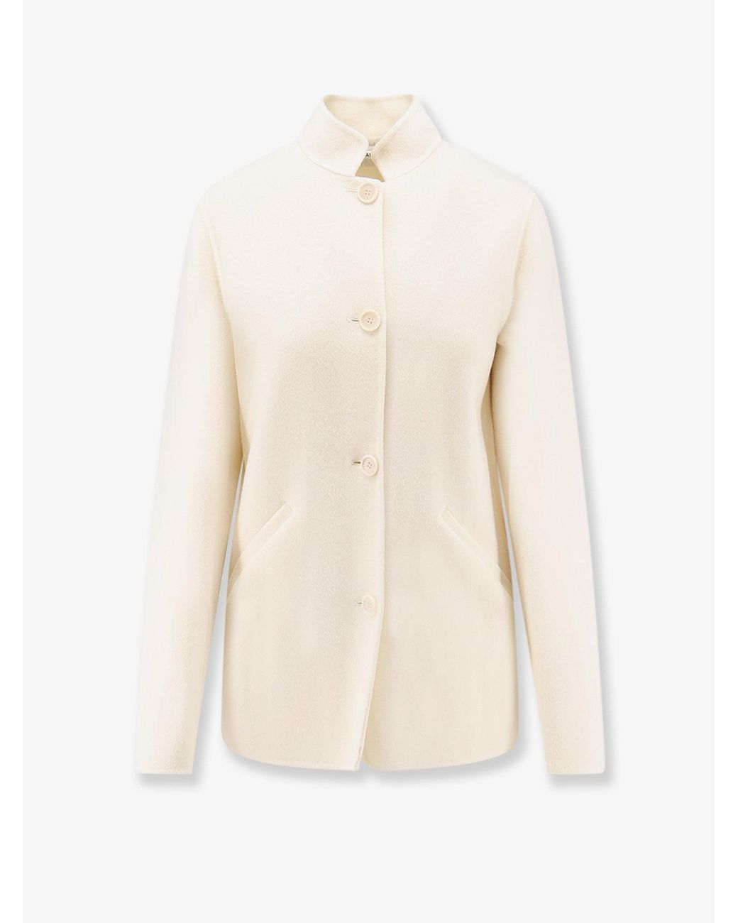 Aspesi White Unlined Wool Coat
